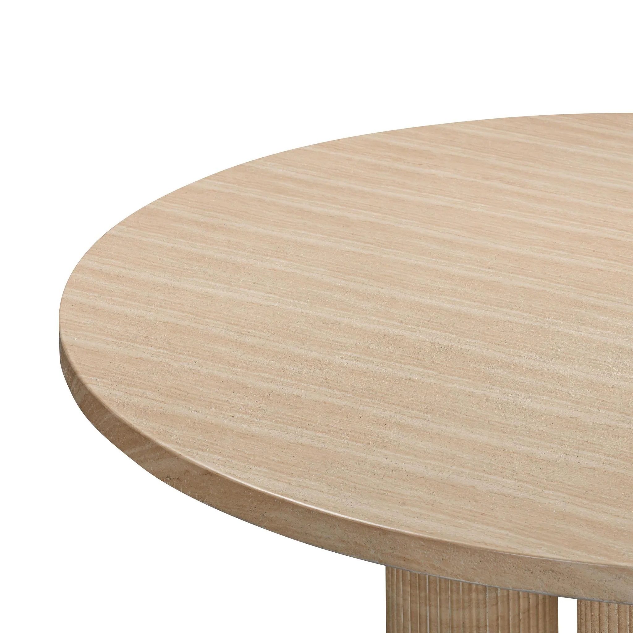 Patti Textured Faux Travertine Indoor / Outdoor Round Dining Table - Image 5