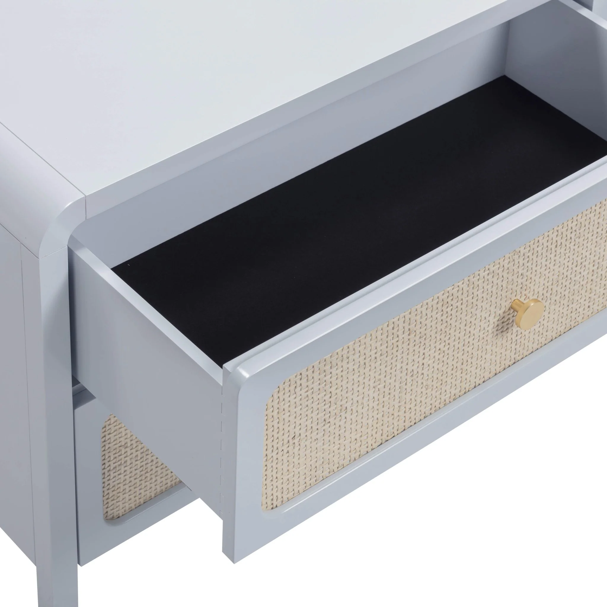 Patty Pastel Blue Rattan 2 Drawer Nightstand - Image 7