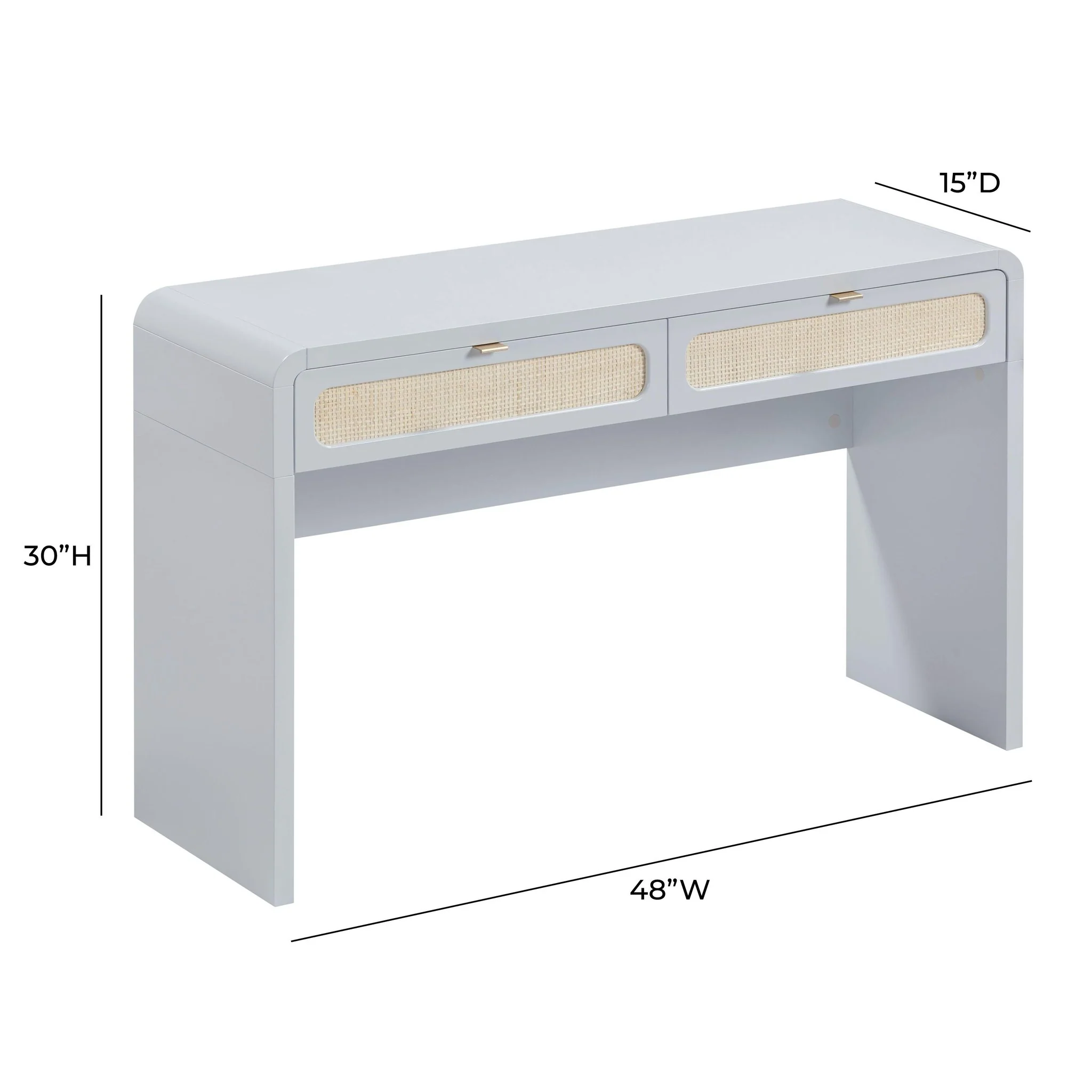 Patty Pastel Blue Rattan Console Desk - Image 9