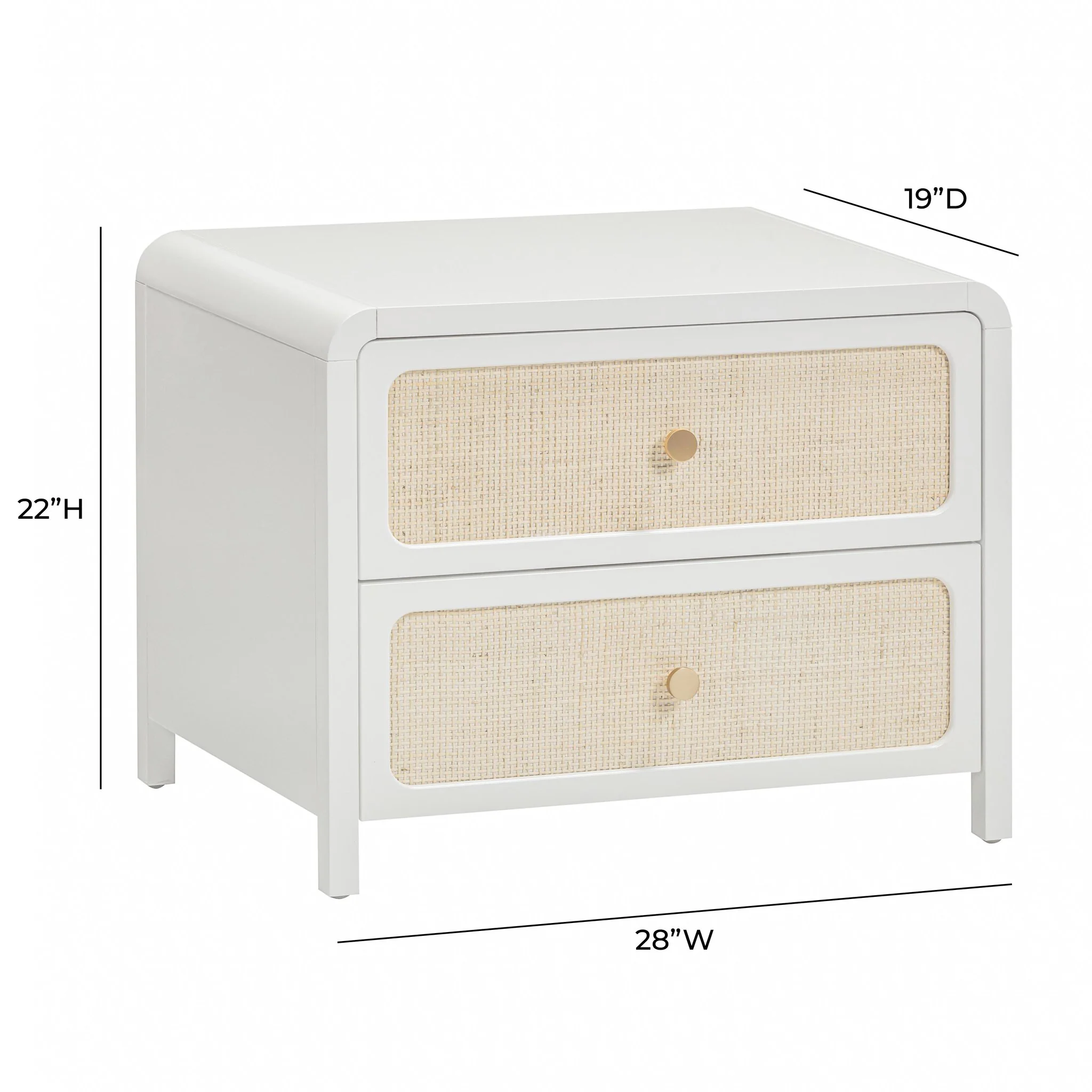 Patty White Rattan 2 Drawer Nightstand - Image 8