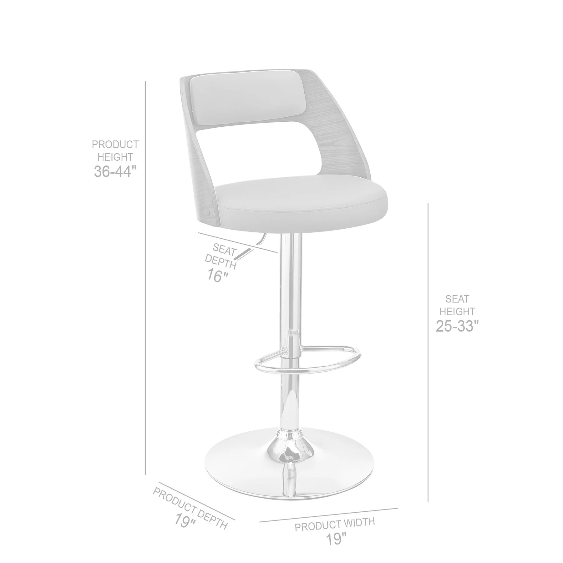 Paulo Adjustable Swivel Black Faux Leather and Walnut Wood Bar Stool with Chrome Base - Image 9