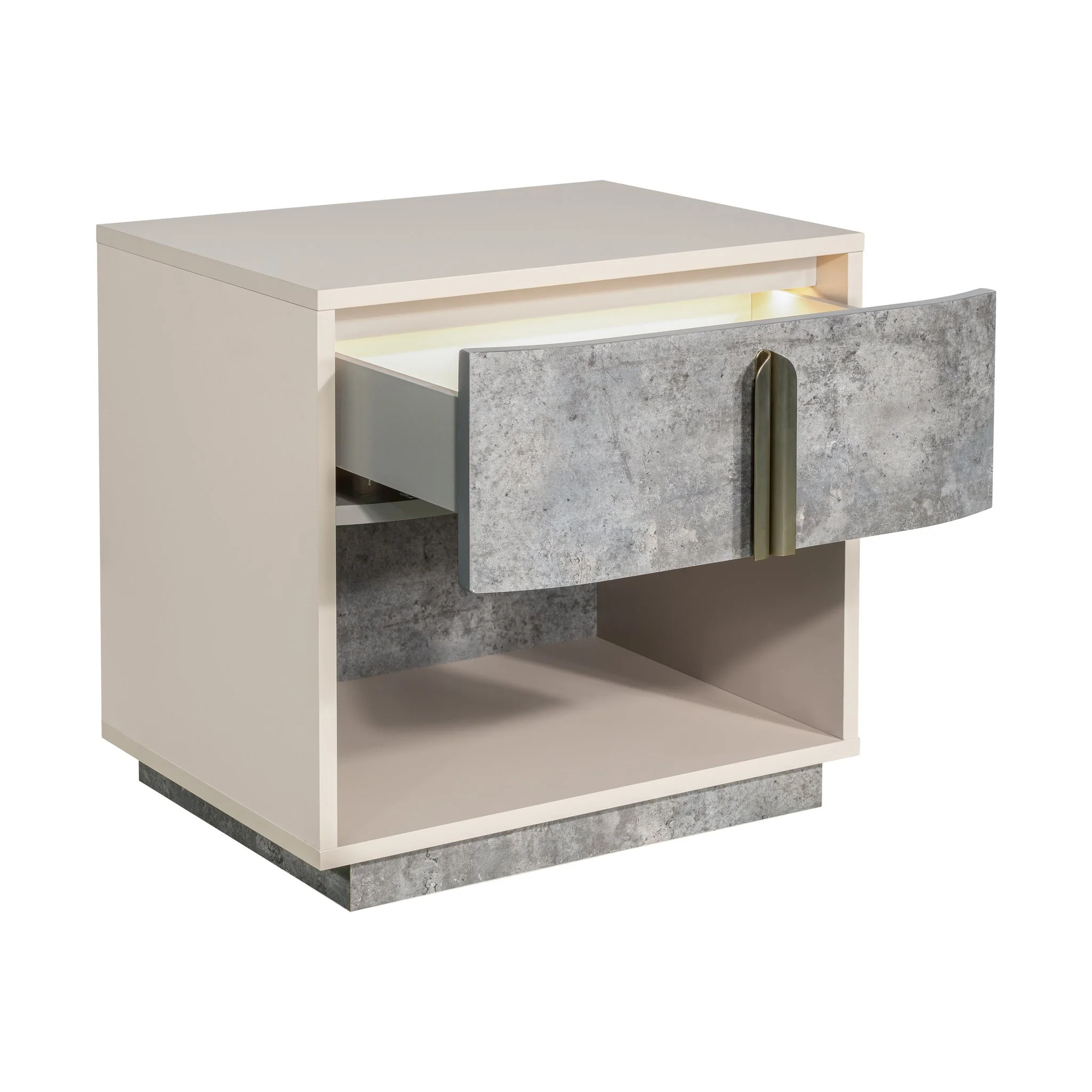 Pavira 1-Drawer Nightstand with LED Lights - Stone - Image 5