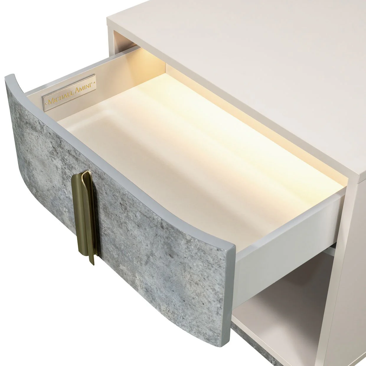 Pavira 1-Drawer Nightstand with LED Lights - Stone - Image 8