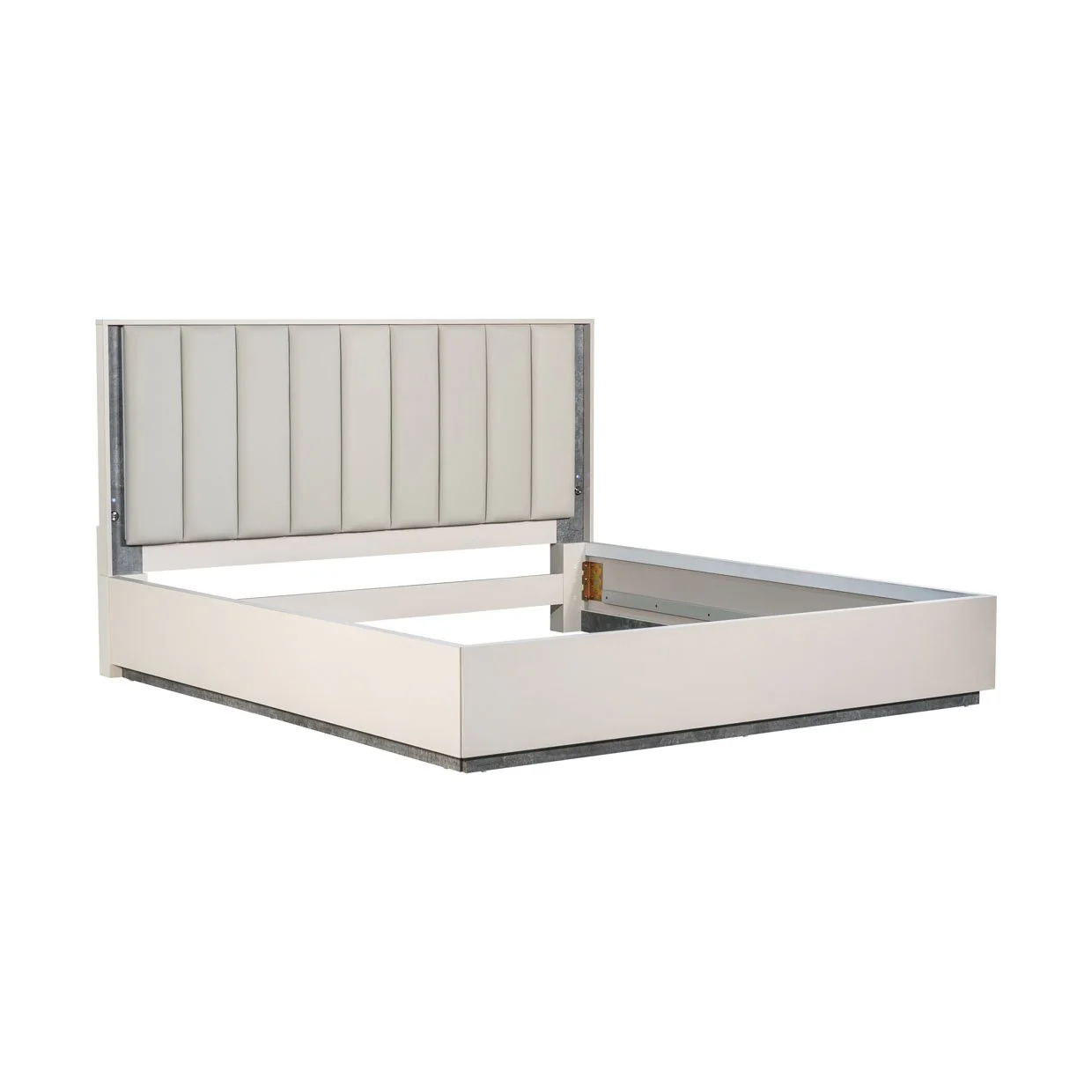 Pavira Eastern King Bed with LED Lights - Stone - Image 4
