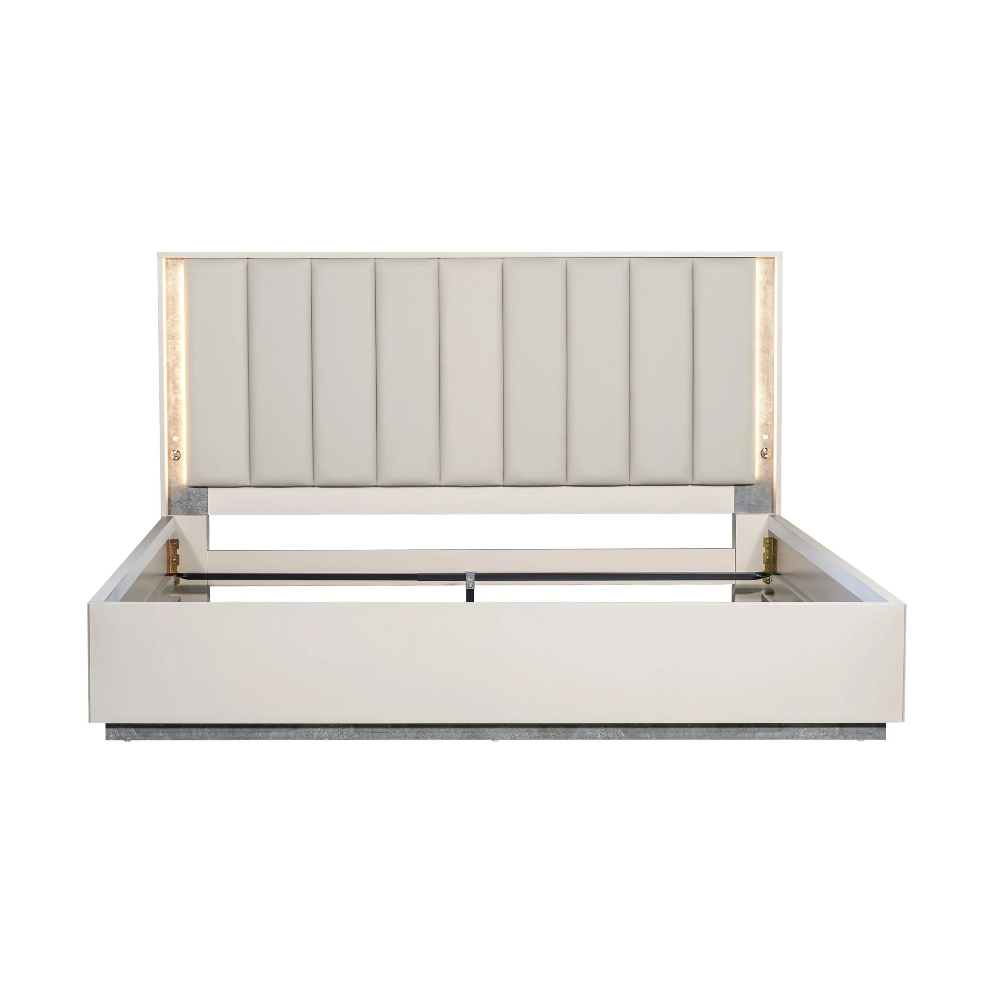 Pavira Eastern King Bed with LED Lights - Stone - Image 5