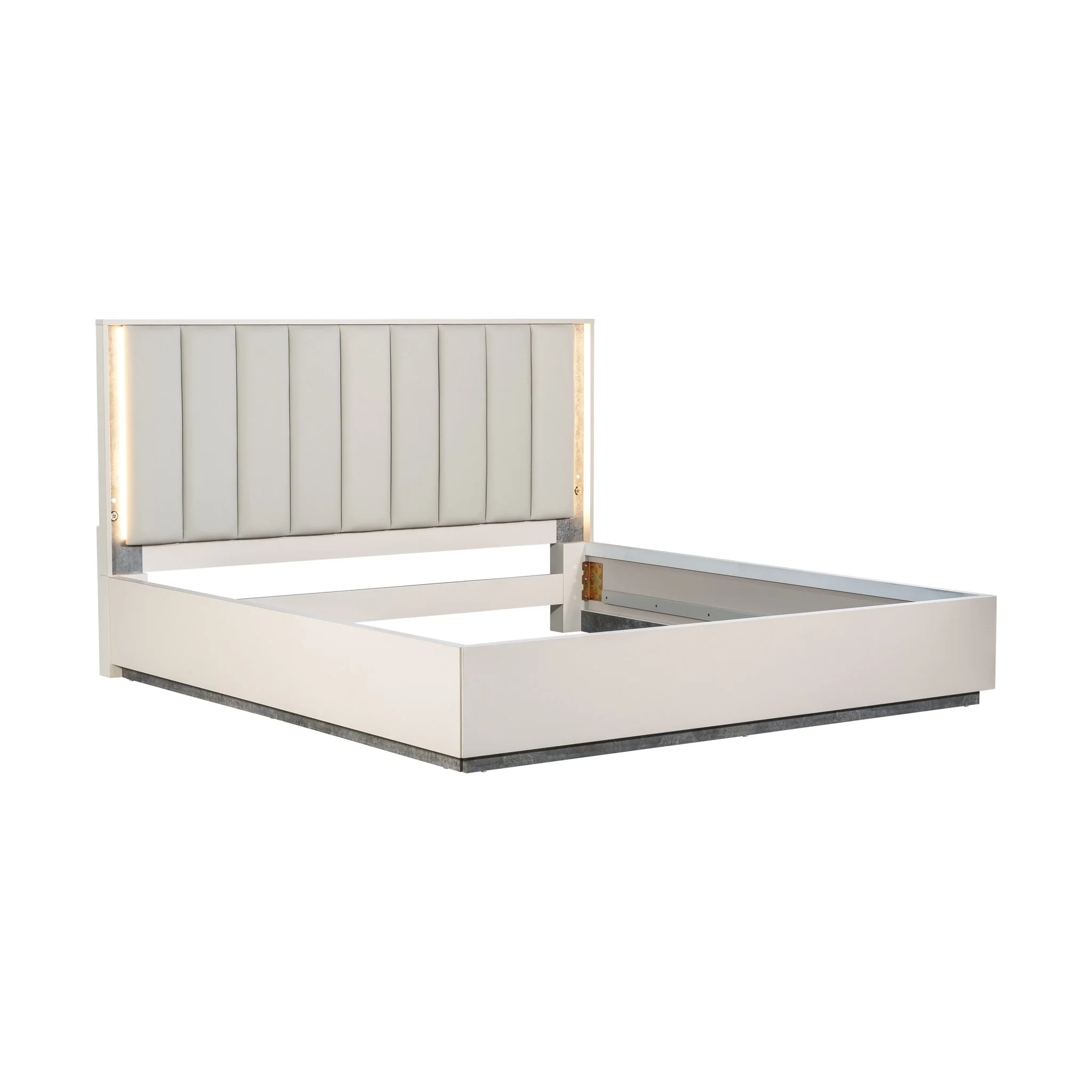 Pavira Eastern King Bed with LED Lights - Stone - Image 7