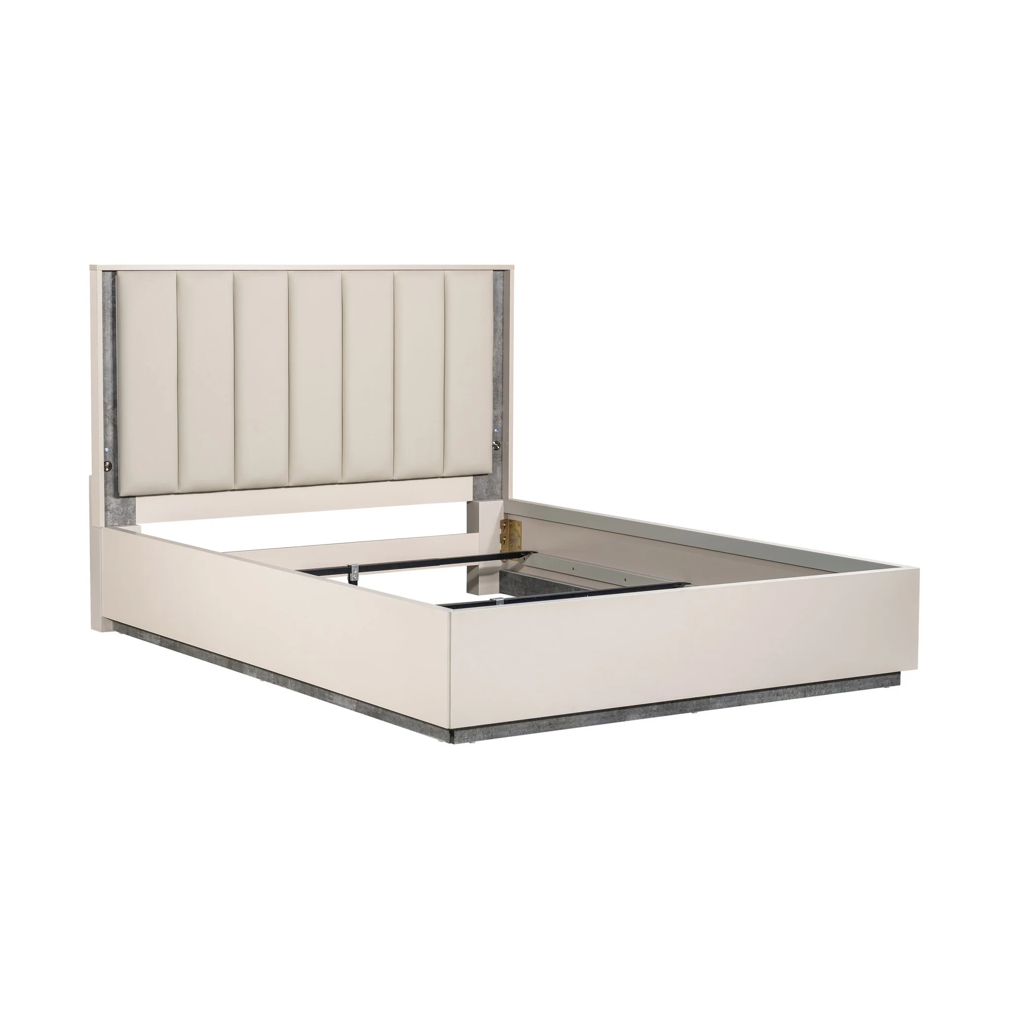 Pavira Queen Bed with LED Lights - Stone - Image 3