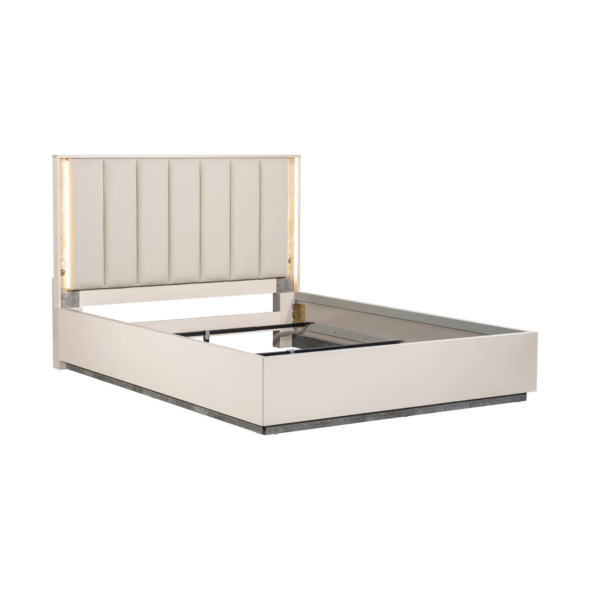 Pavira Queen Bed with LED Lights - Stone - Image 7
