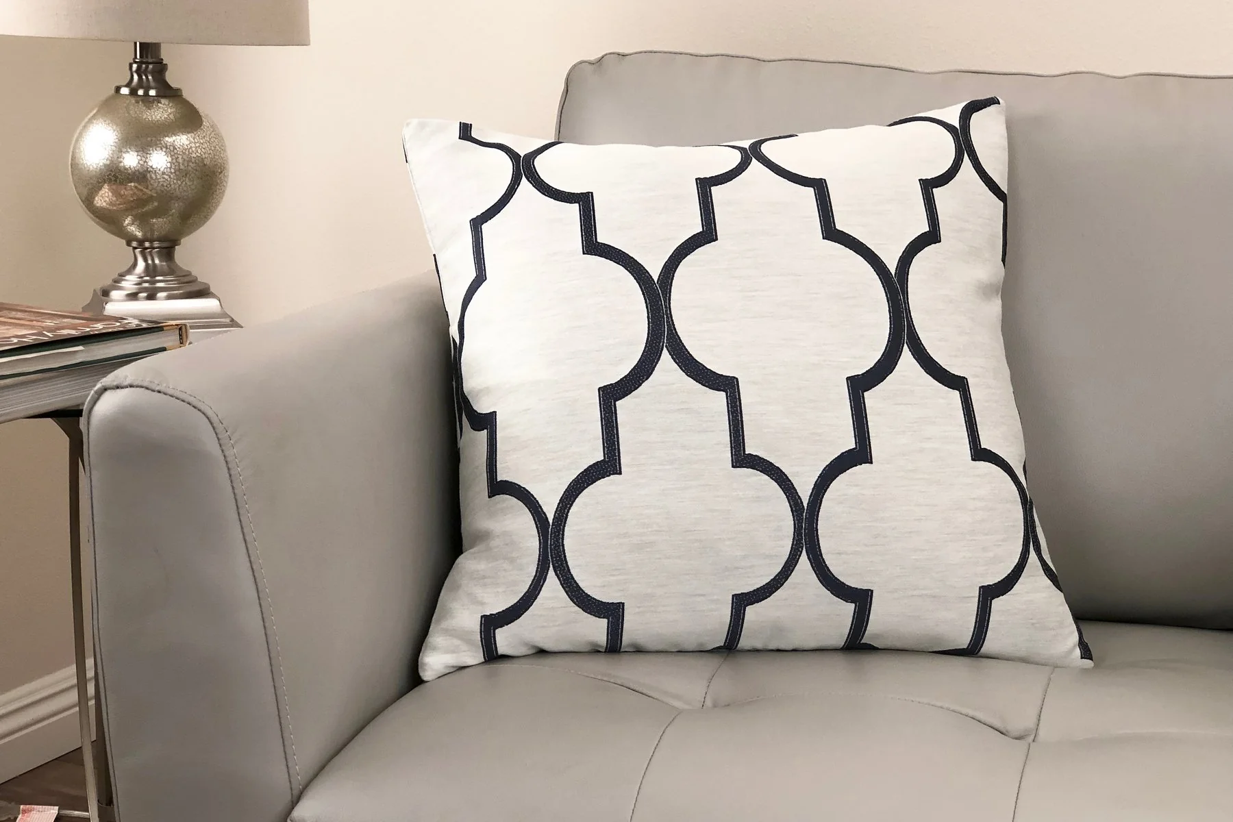 Paxton Contemporary Decorative Feather and Down Throw Pillow In Cobalt Jacquard Fabric - Image 2
