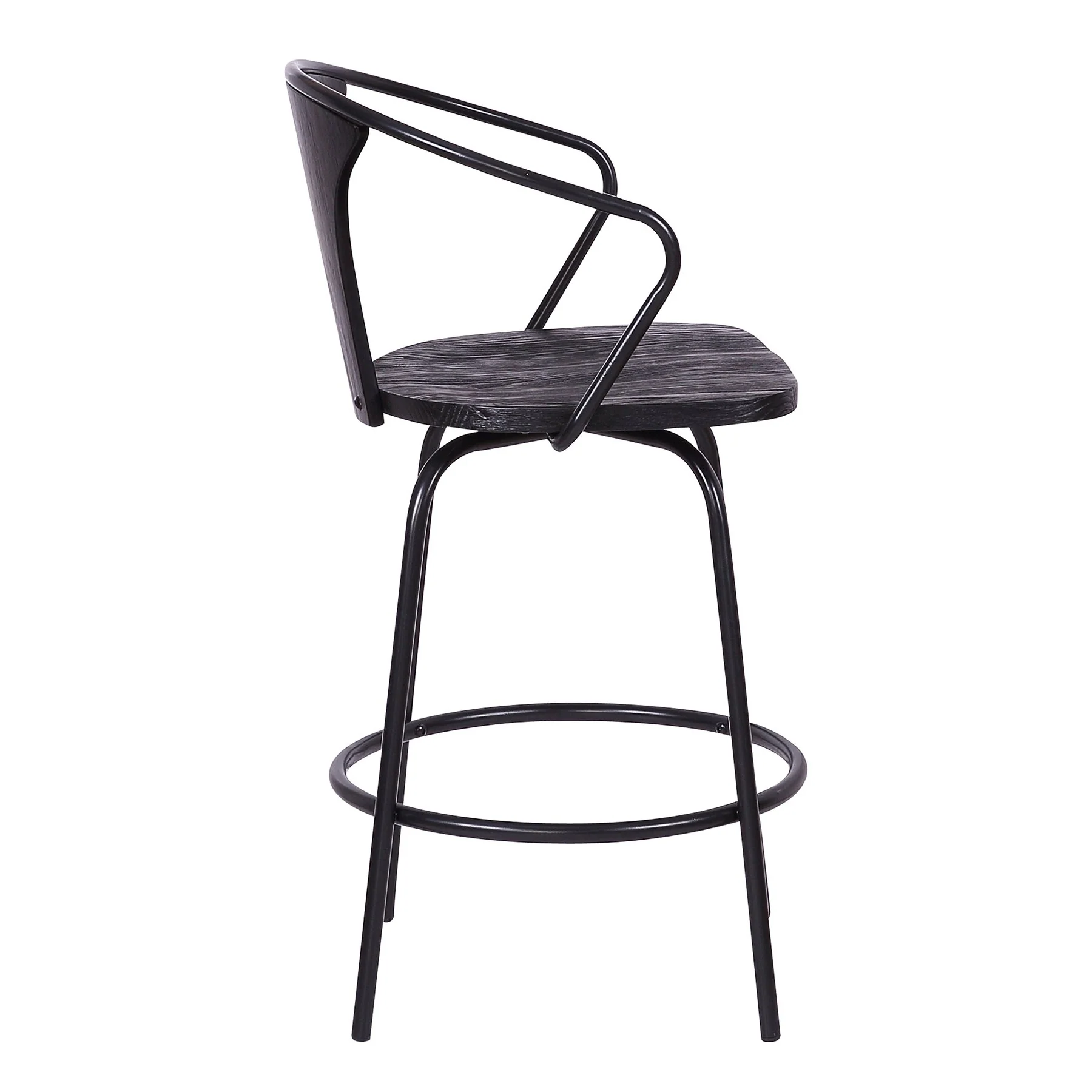 Payton Industrial 26" Swivel Black Wood and Metal Bar Stool - Image 3