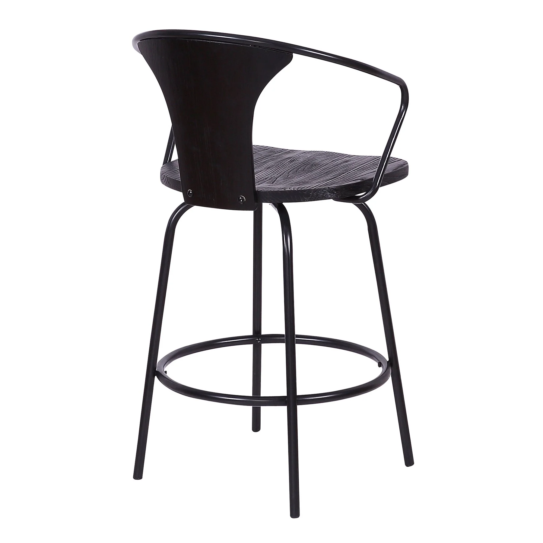 Payton Industrial 26" Swivel Black Wood and Metal Bar Stool - Image 4