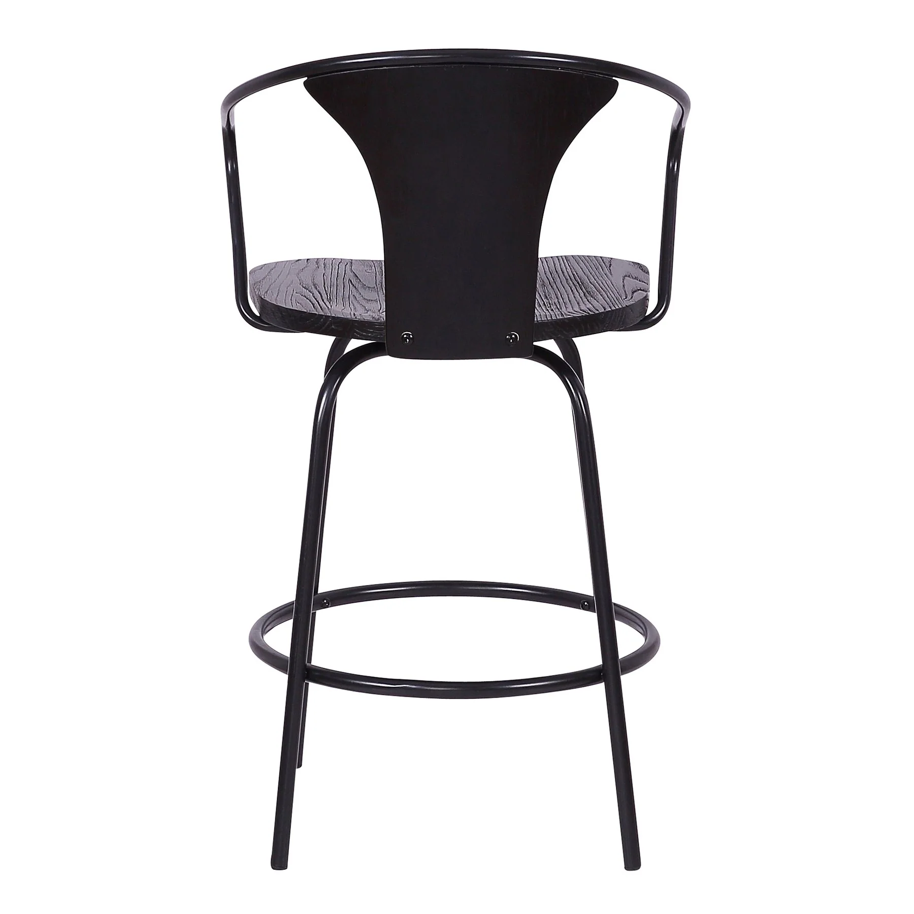 Payton Industrial 30" Swivel Black Wood and Metal Bar Stool - Image 5