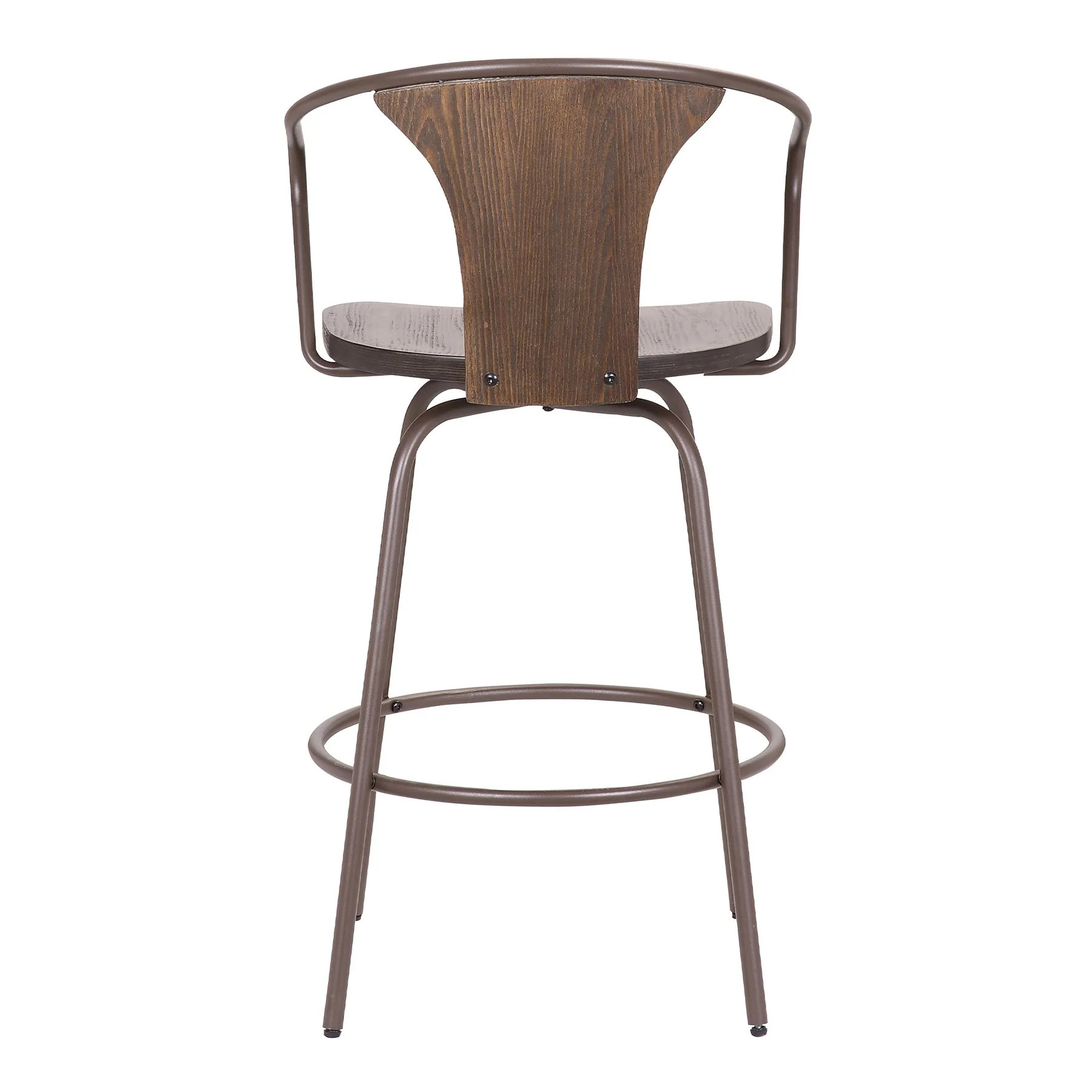 Payton Industrial 30" Swivel Walnut Wood and Metal Bar Stool - Image 5