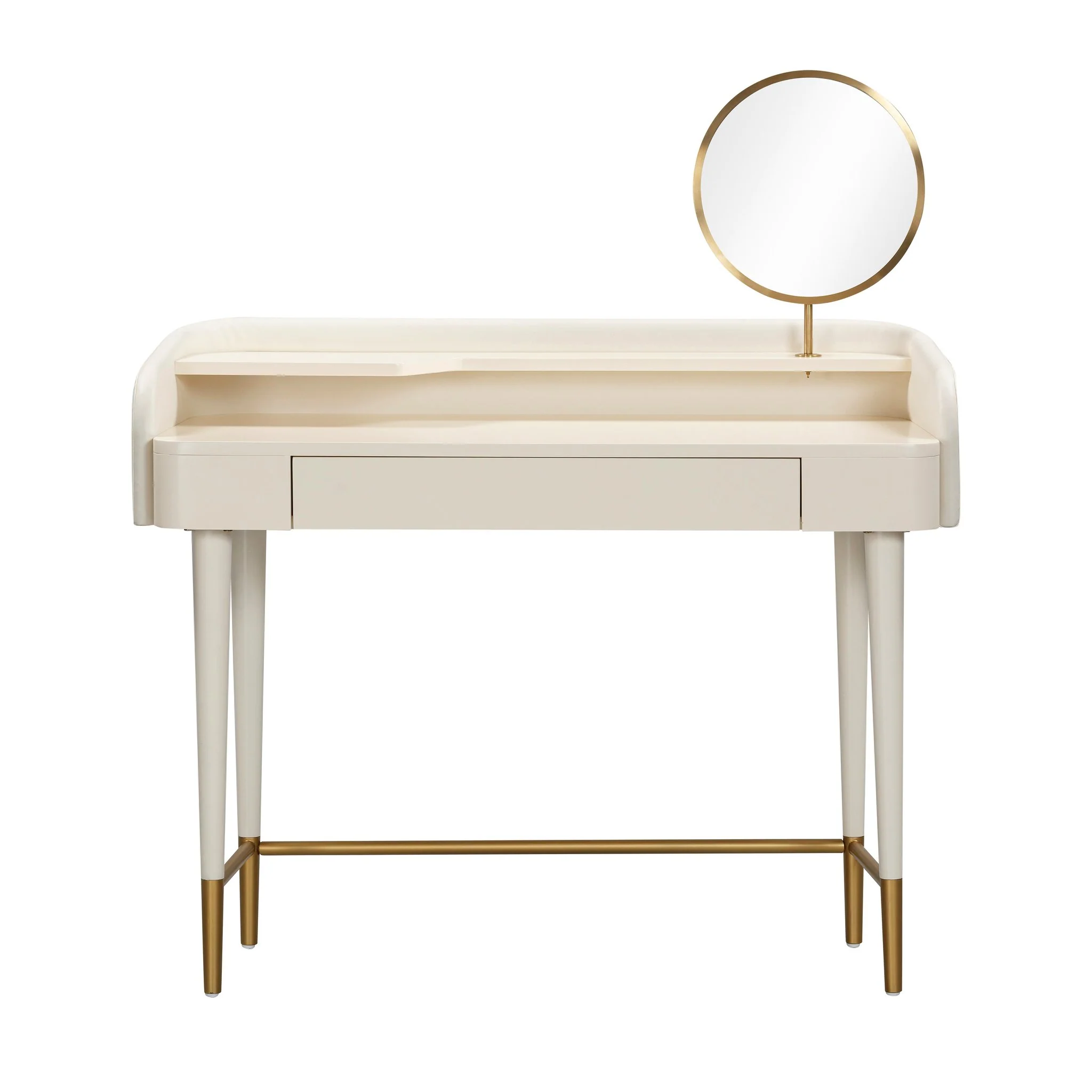 Penelope Cream Vegan Leather Wrapped Vanity Desk - Image 3