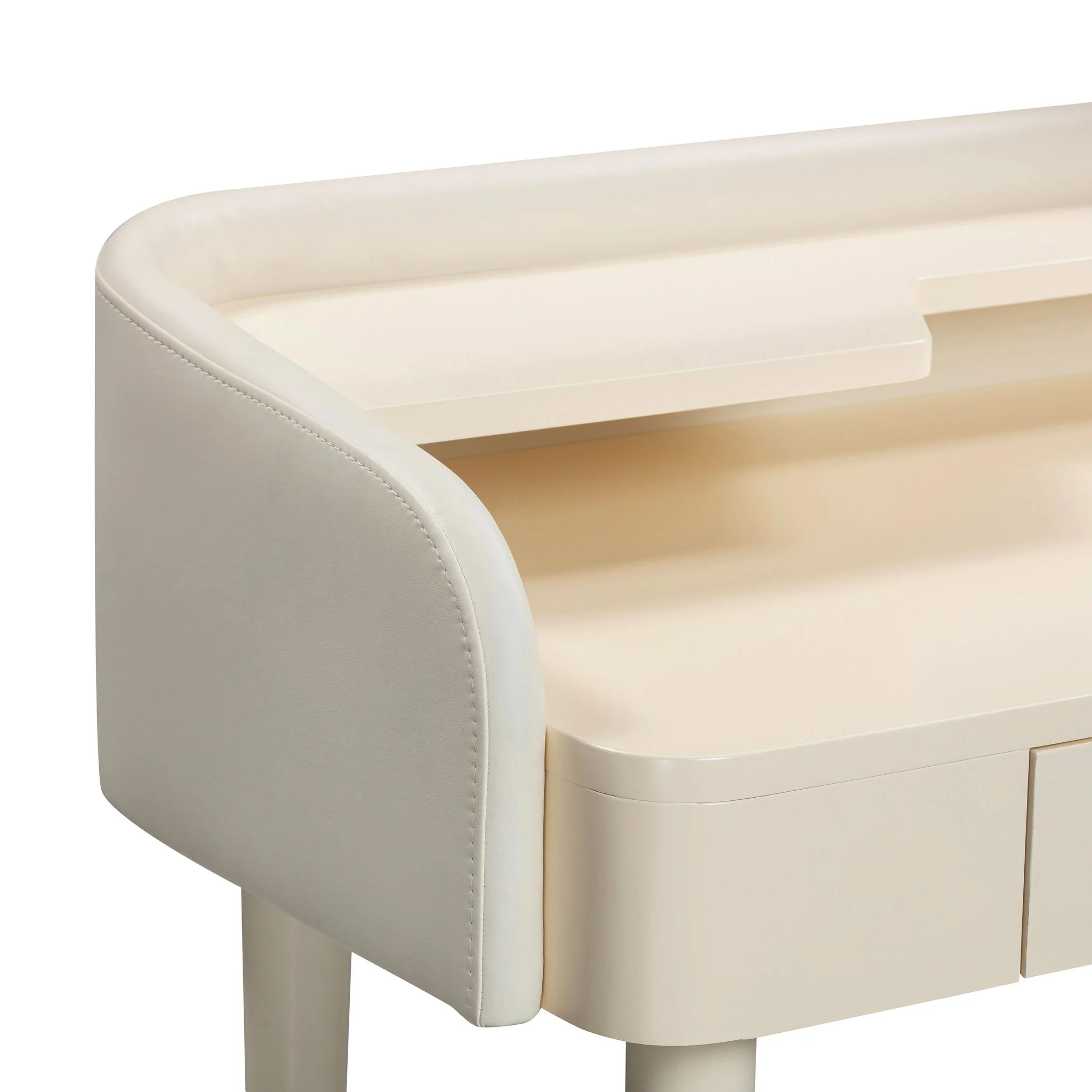 Penelope Cream Vegan Leather Wrapped Vanity Desk - Image 4