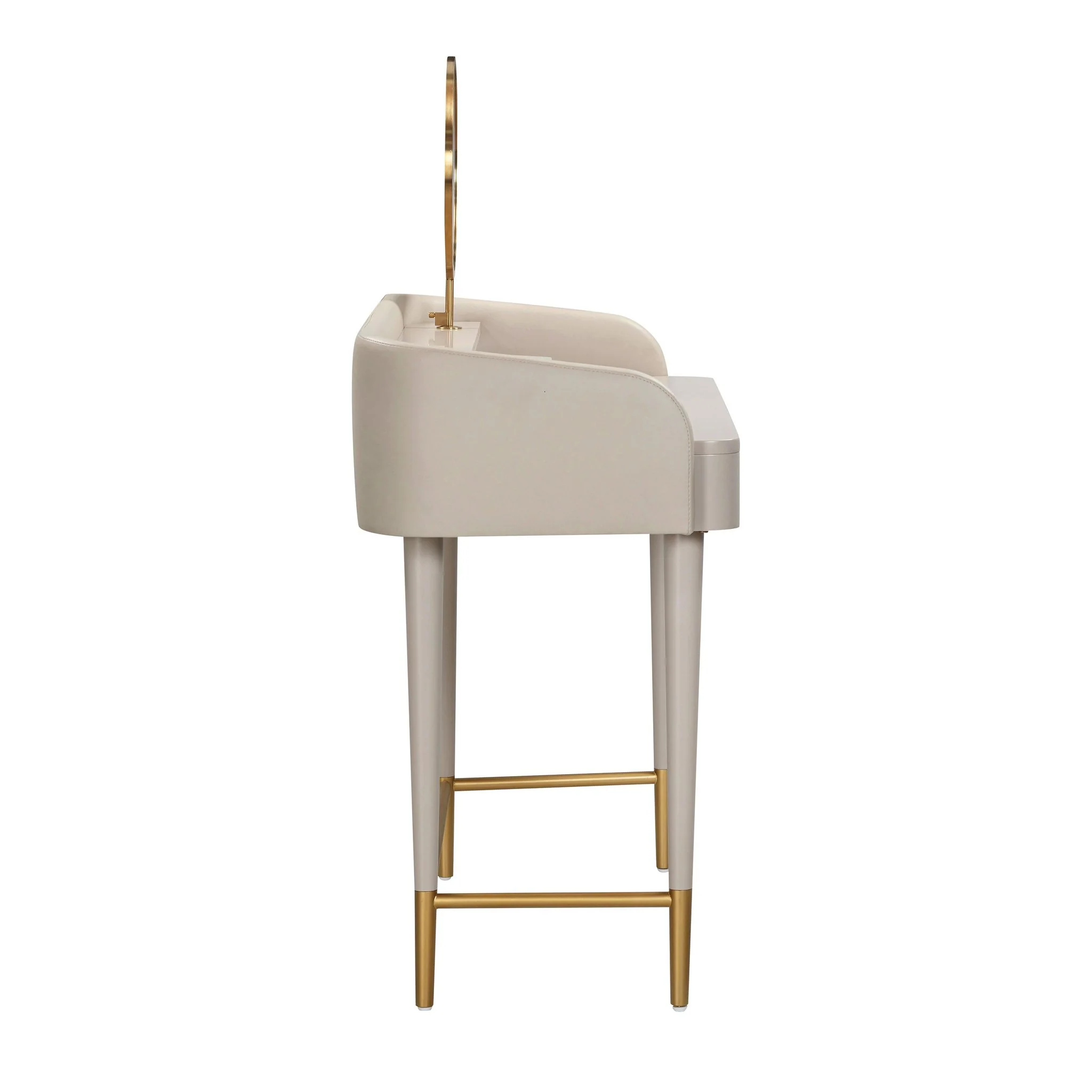 Penelope Taupe Vegan Leather Wrapped Vanity Desk - Image 5