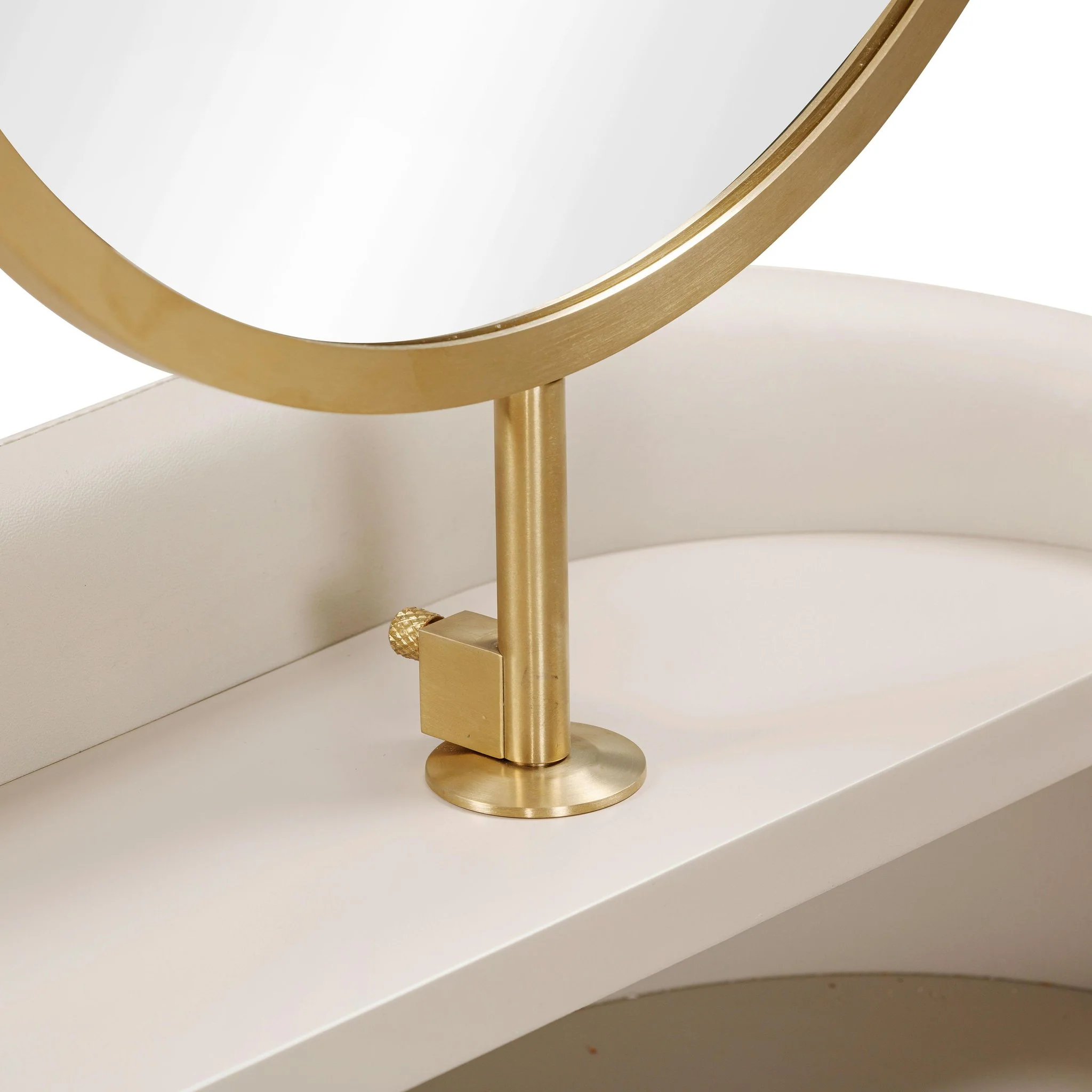 Penelope Taupe Vegan Leather Wrapped Vanity Desk - Image 7