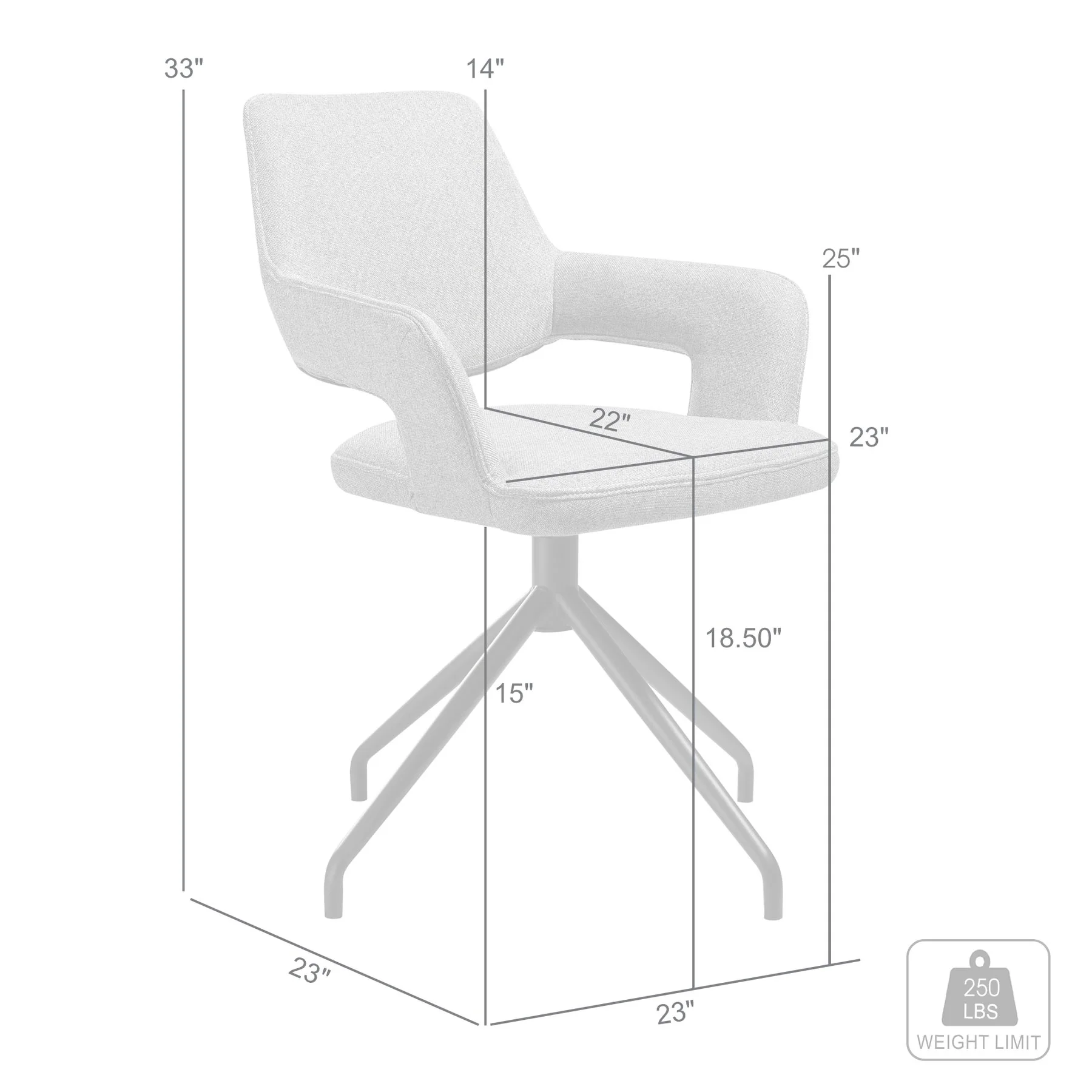 Penny Swivel Upholstered Dining Chair in Brown Fabric with Black Metal Legs - Set of 2 - Image 9