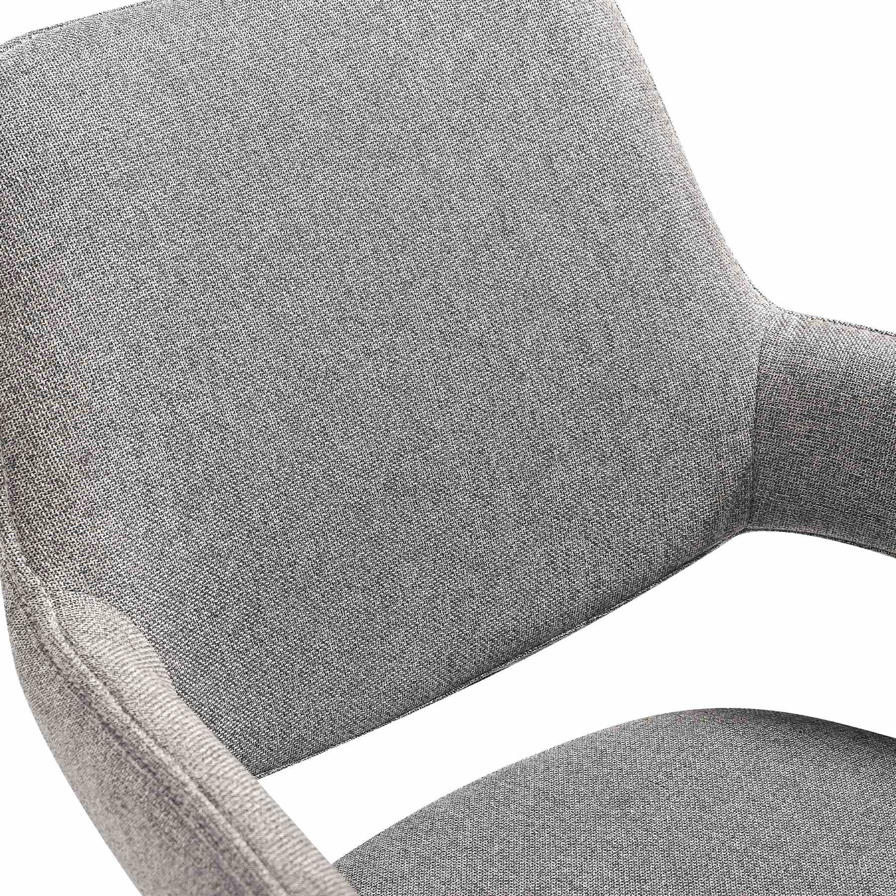 Penny Swivel Upholstered Dining Chair in Gray Fabric with Black Metal Legs - Set of 2 - Image 8