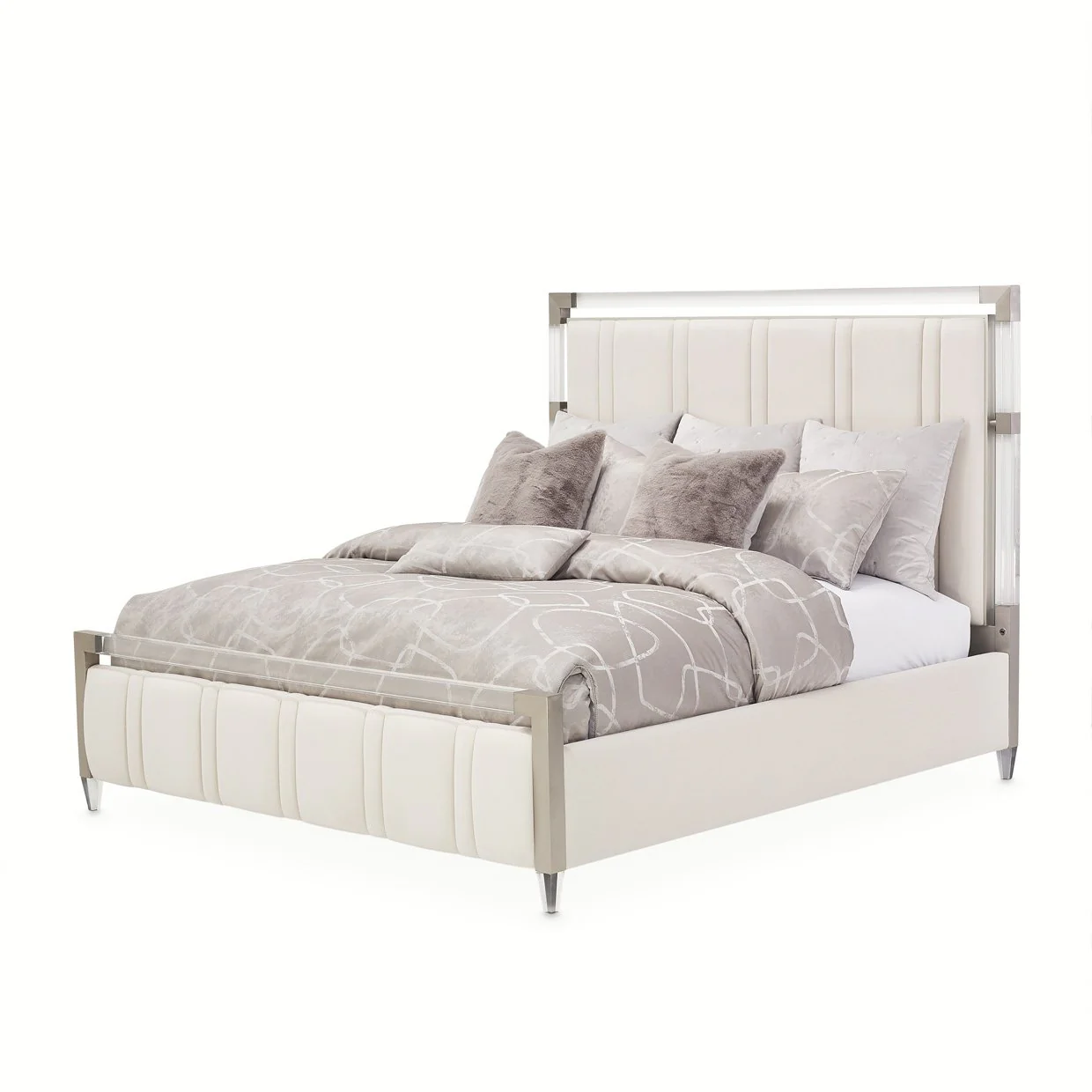 Penthouse Eastern King Short Panel Bed - Ash Gray - Image 11
