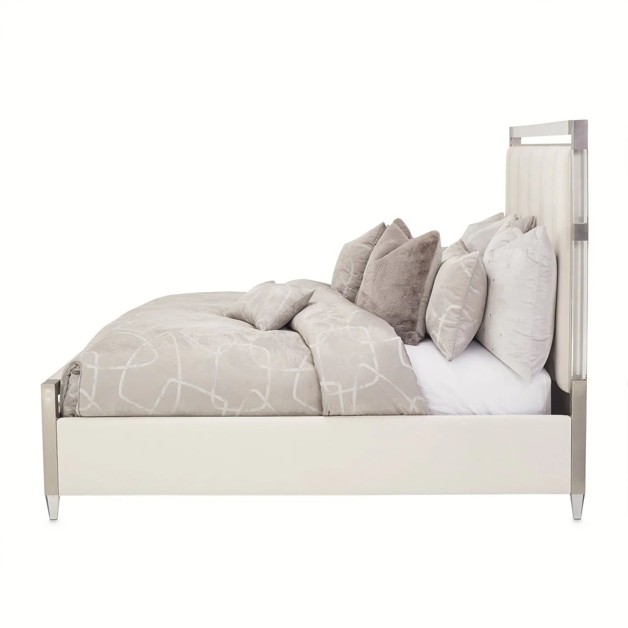 Penthouse Eastern King Short Panel Bed - Ash Gray - Image 2