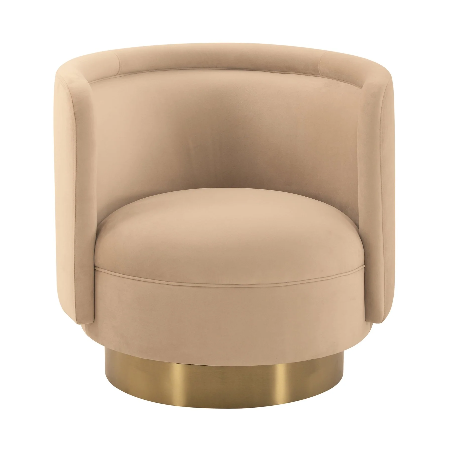Peony Natural Fabric Upholstered Sofa Accent Chair with Brushed Gold Legs - Image 2