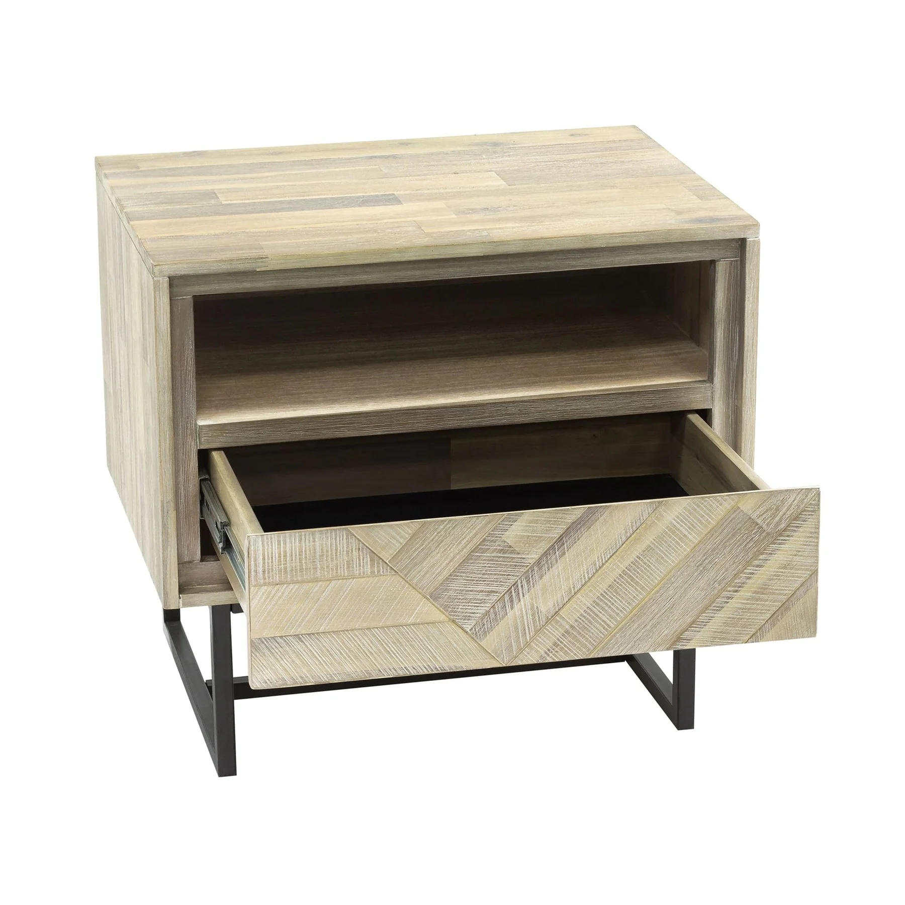 Peridot 1 Drawer Nightstand in Natural Acacia Wood - Image 4