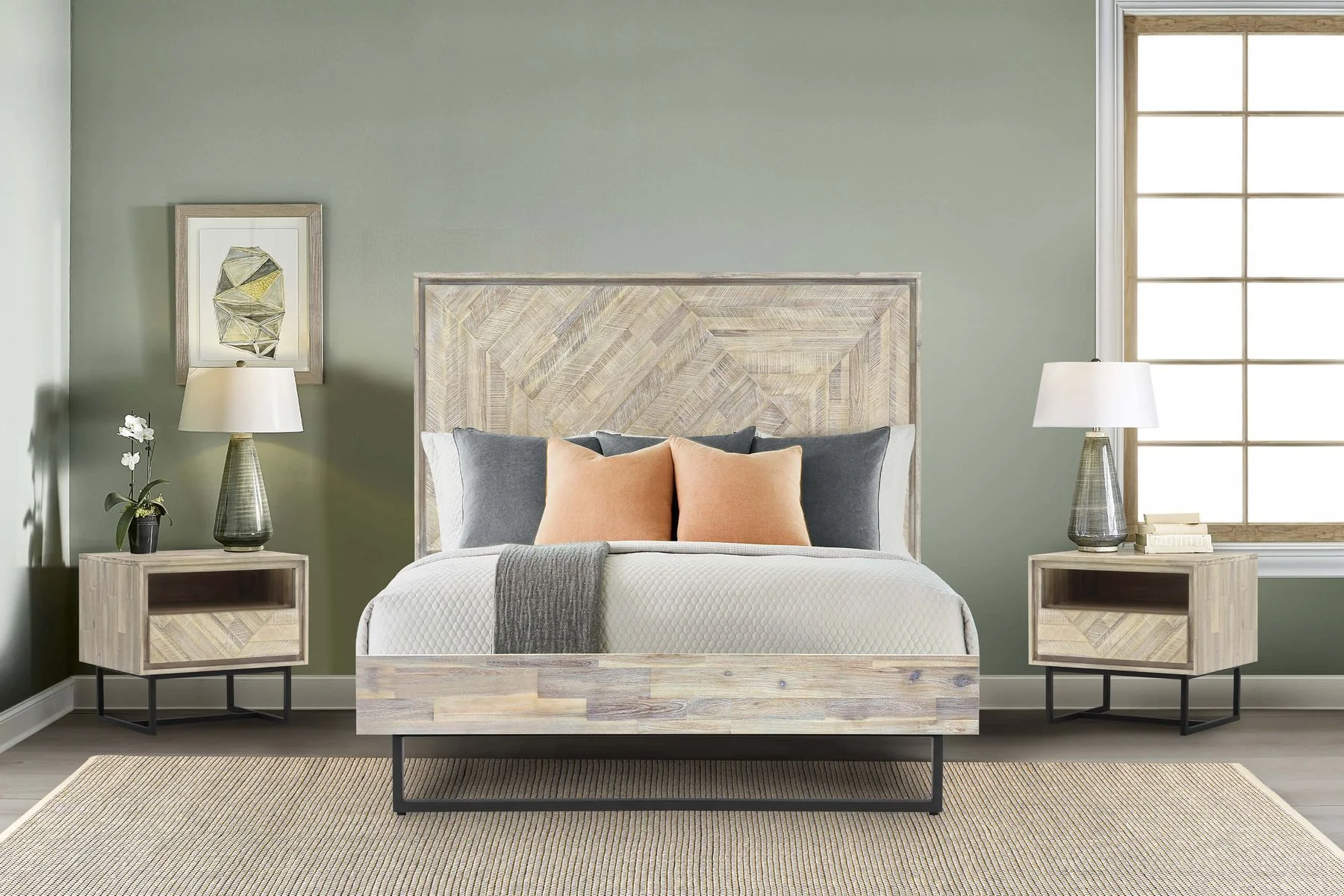 Peridot 3 Piece Queen Bedroom Set in Natural Acacia Wood - Image 9