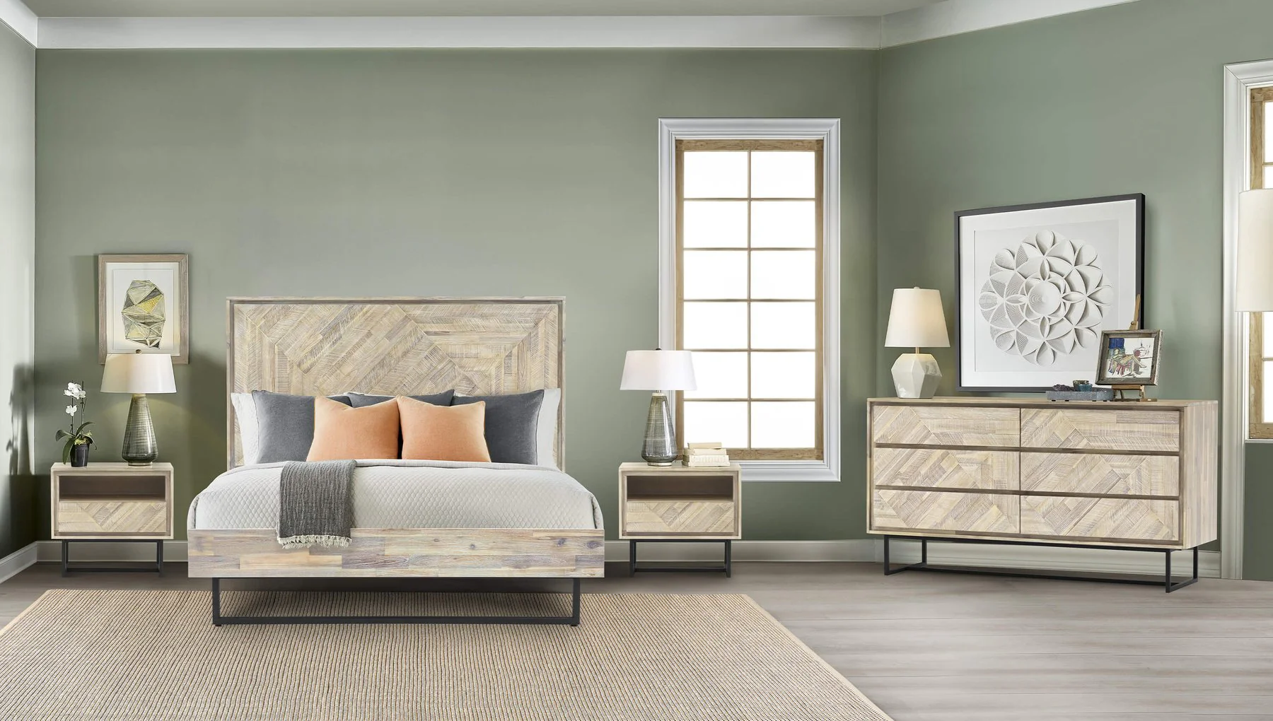 Peridot 4 Piece King Bedroom Set in Natural Acacia Wood - Image 11