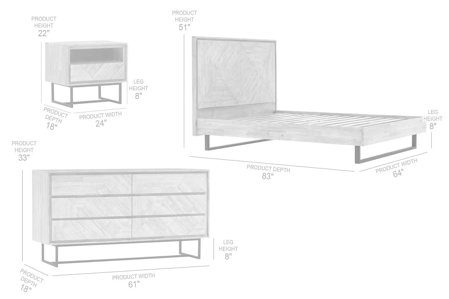Peridot 4 Piece Queen Bedroom Set in Natural Acacia Wood - Image 10