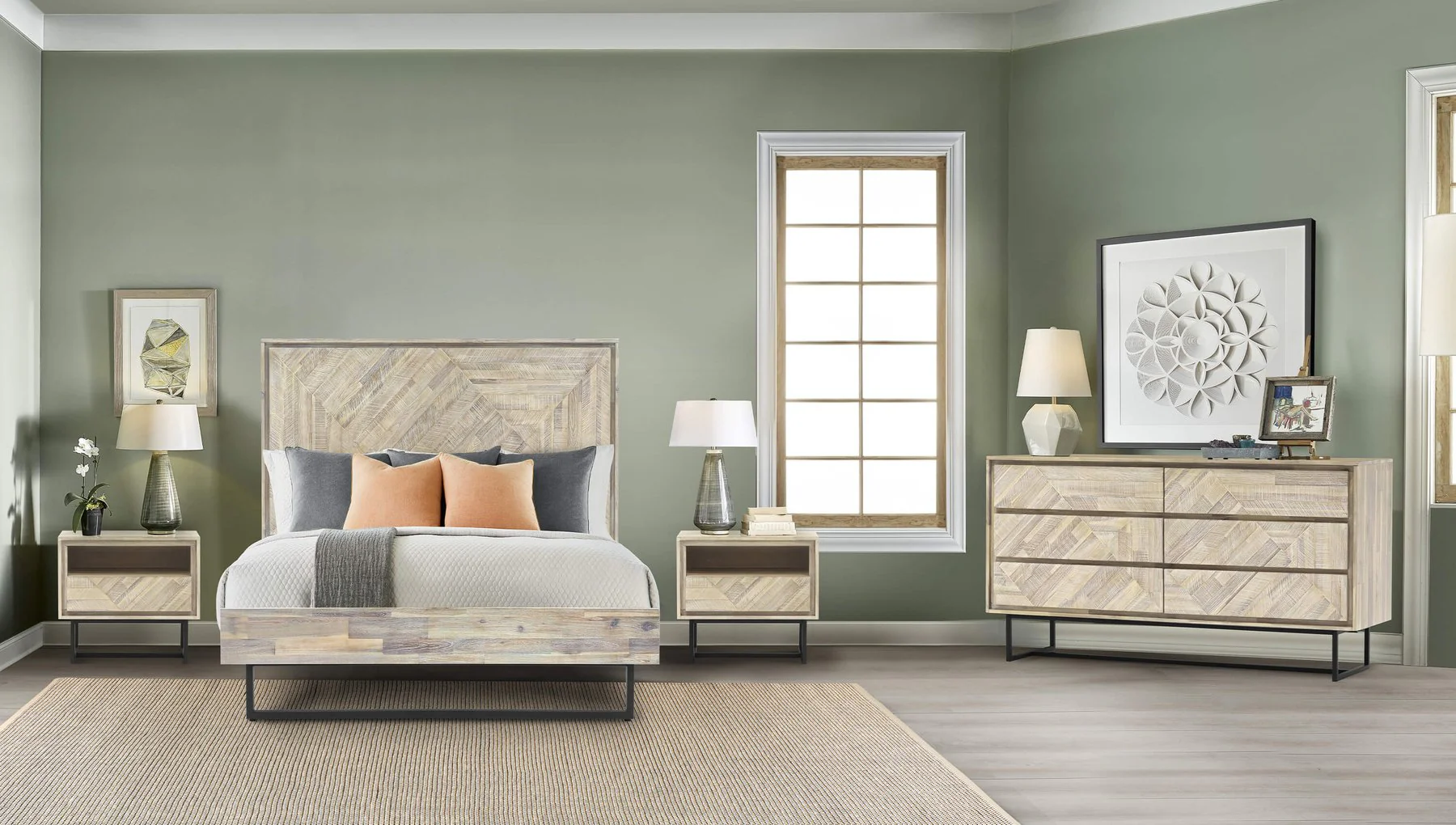 Peridot 4 Piece Queen Bedroom Set in Natural Acacia Wood - Image 11