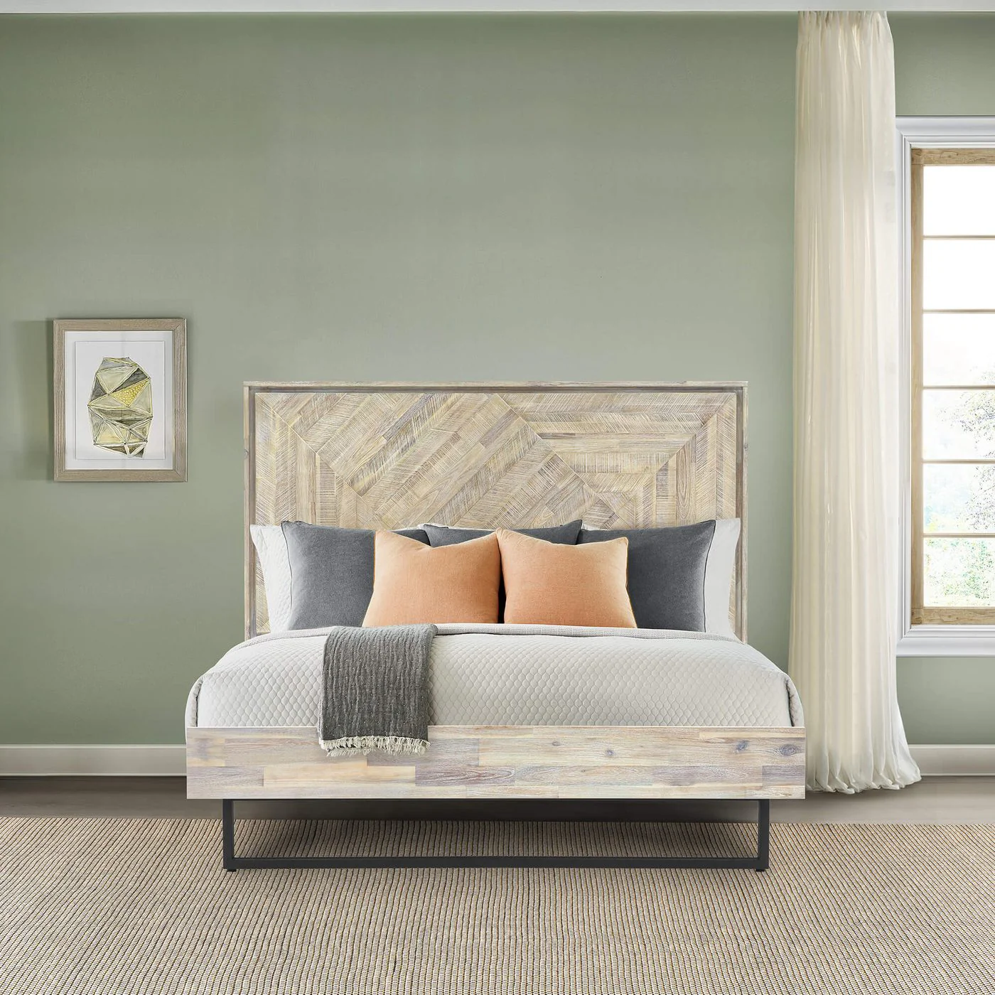 Peridot King Platform Bed Frame in Natural Acacia Wood - Image 7