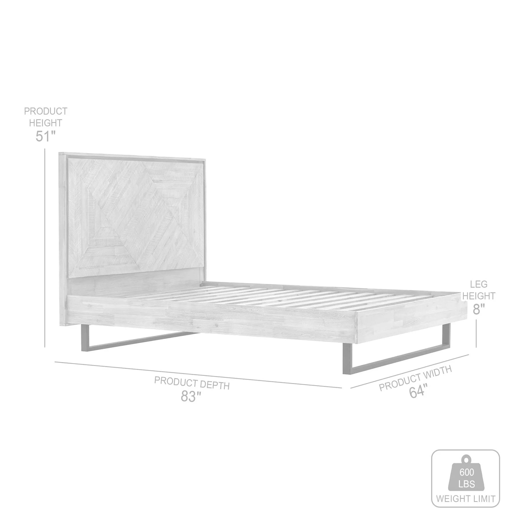 Peridot Queen Platform Bed Frame in Natural Acacia Wood - Image 6