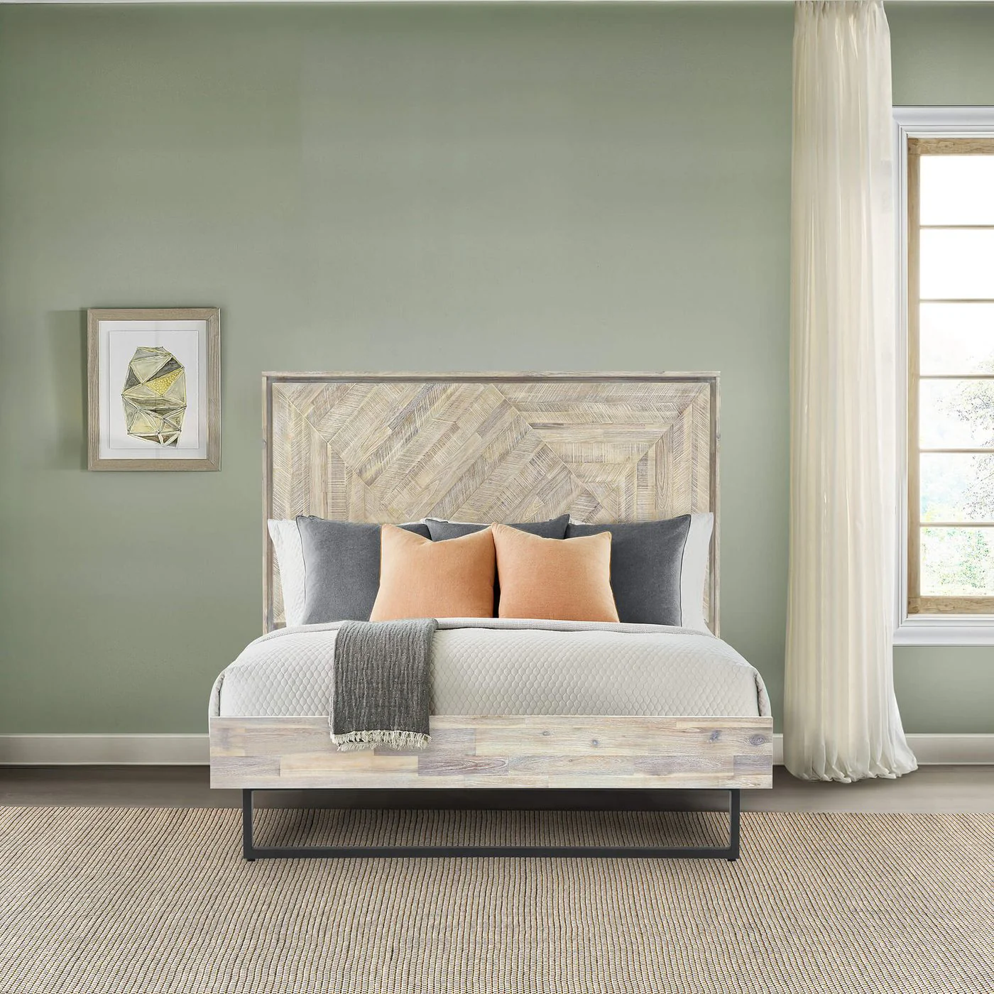 Peridot Queen Platform Bed Frame in Natural Acacia Wood - Image 7
