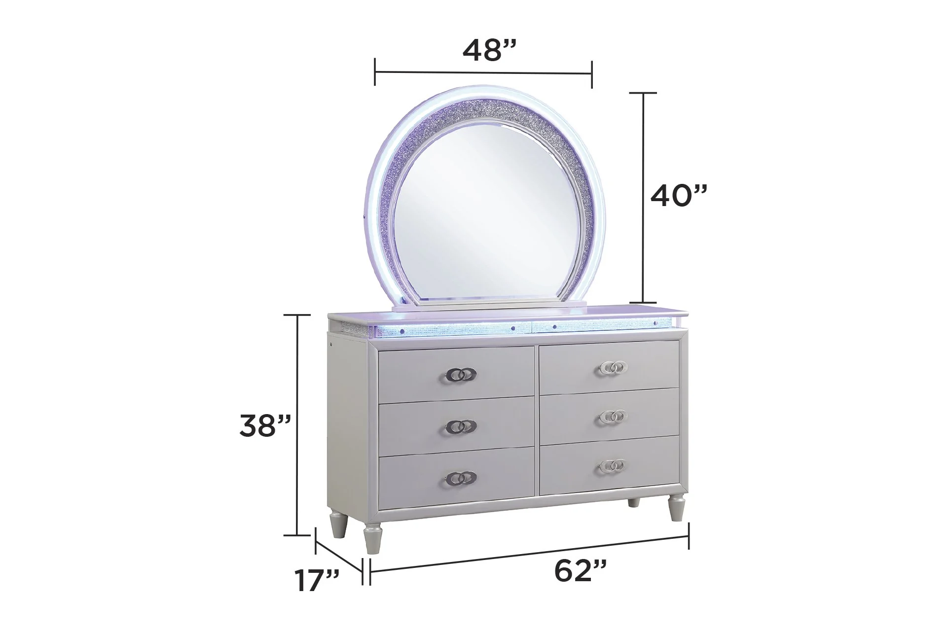 Perla King 4PC with Vanity Bedroom set Milky White - Image 16