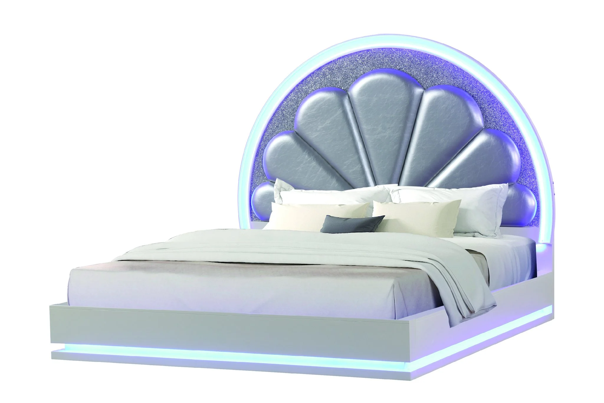 Perla King 4PC with Vanity Bedroom set Milky White - Image 2