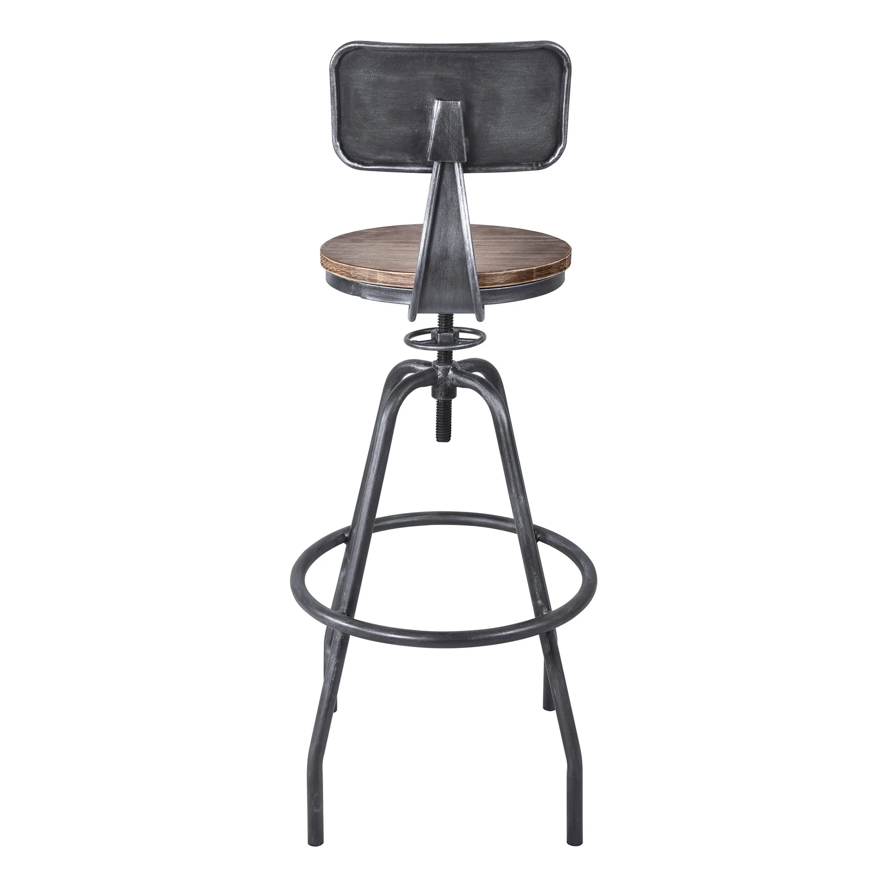 Perlo Industrial Adjustable Barstool in Industrial Gray and Pine Wood - Image 4