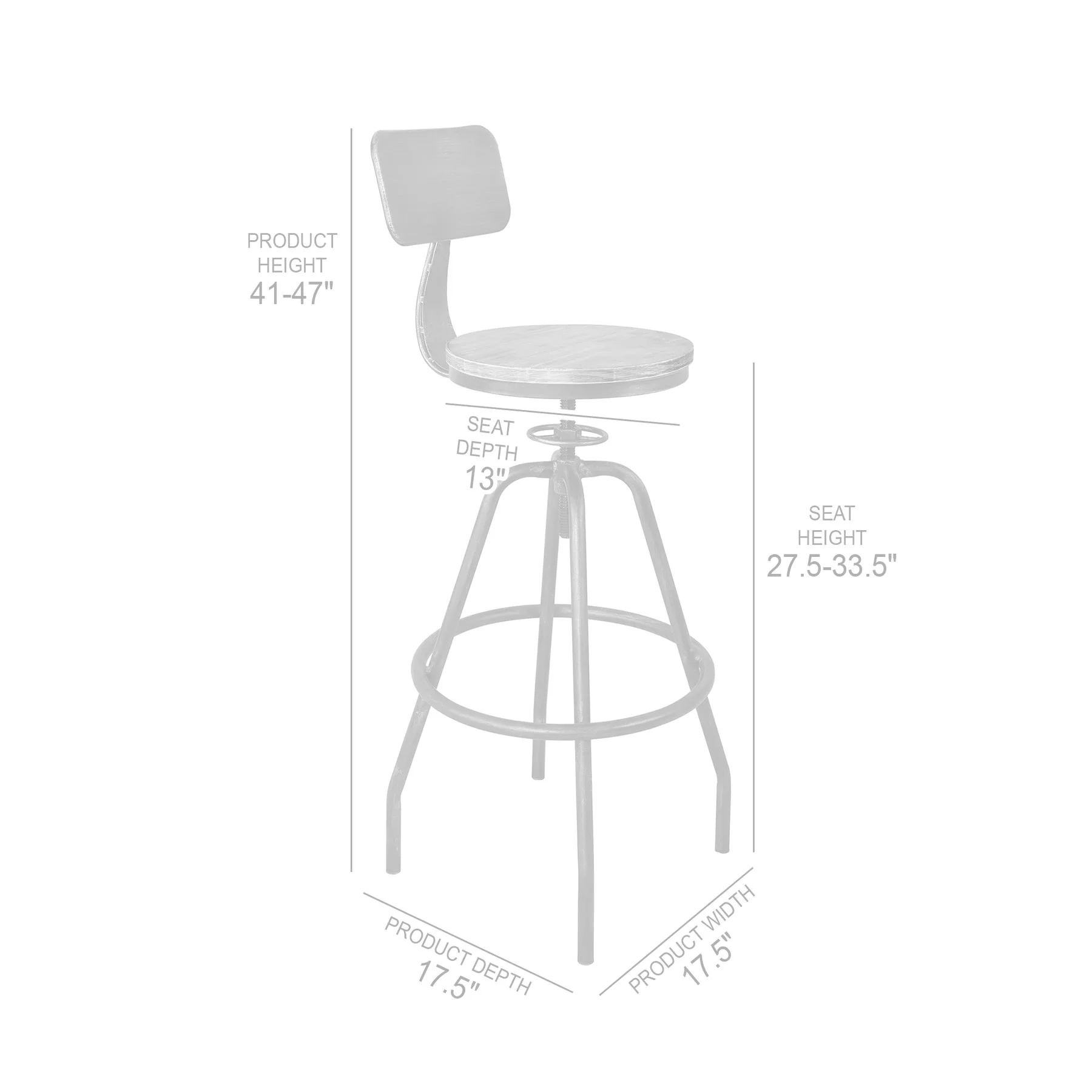Perlo Industrial Adjustable Barstool in Industrial Gray and Pine Wood - Image 8