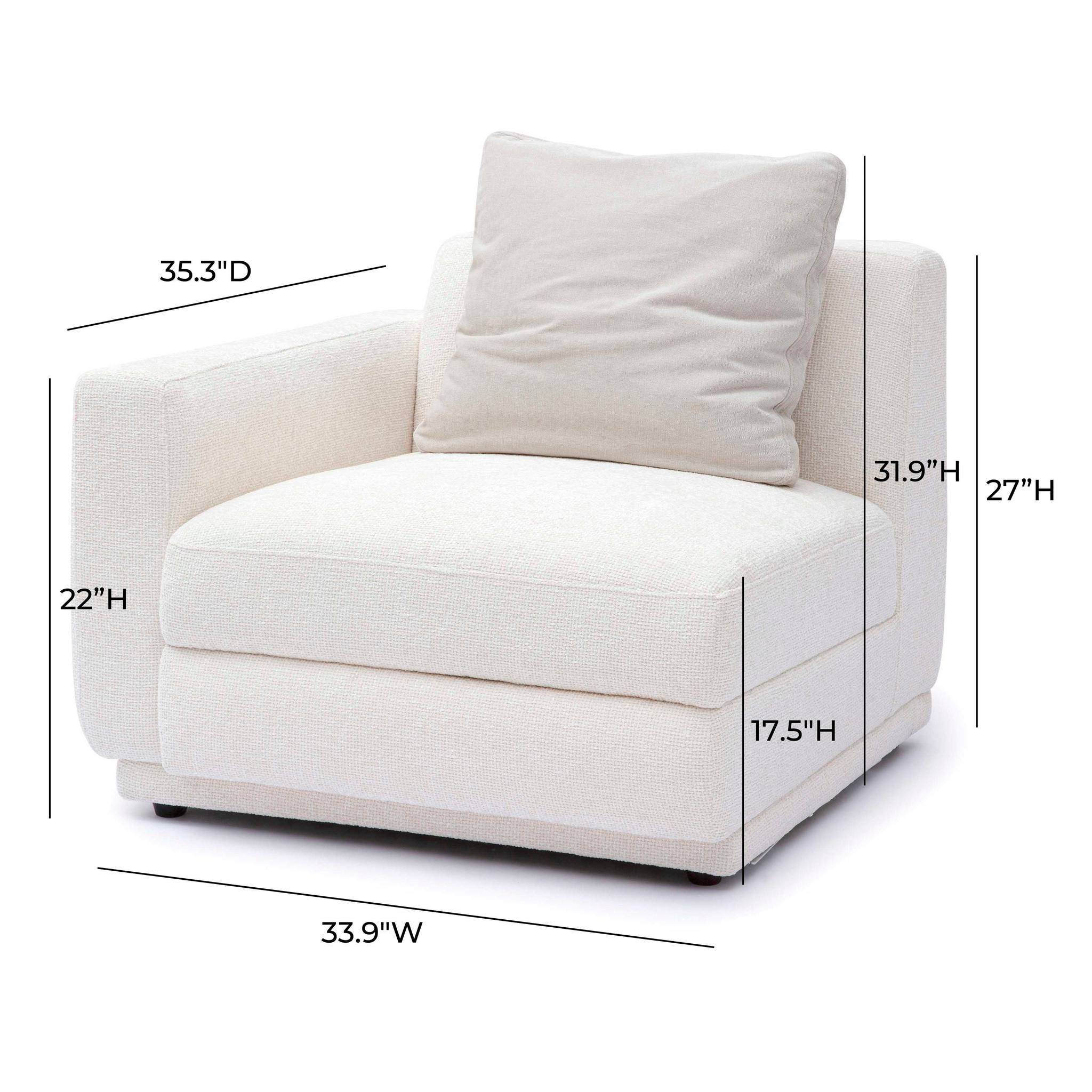 Perry Cream Chenille Modular LAF Corner Chair - Image 6