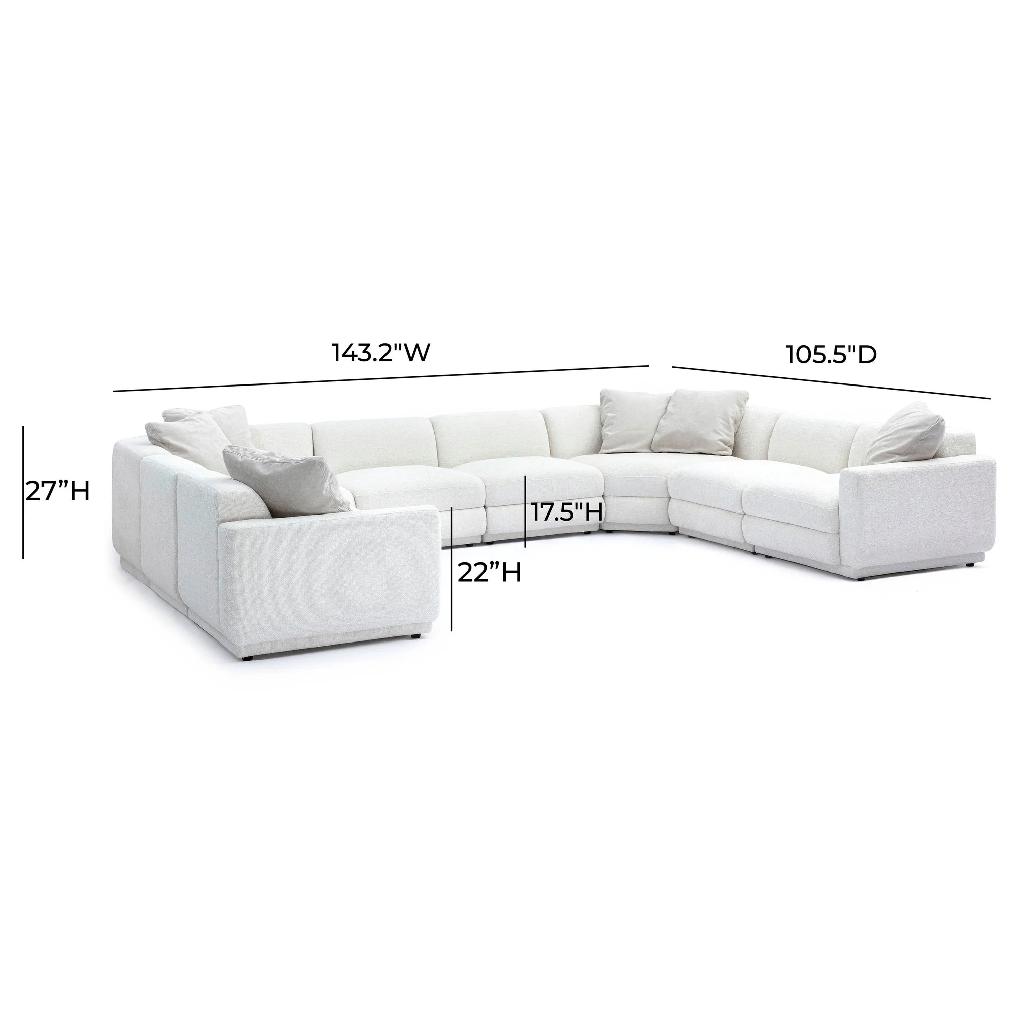 Perry Cream Chenille Modular Large U-Sectional - Image 6
