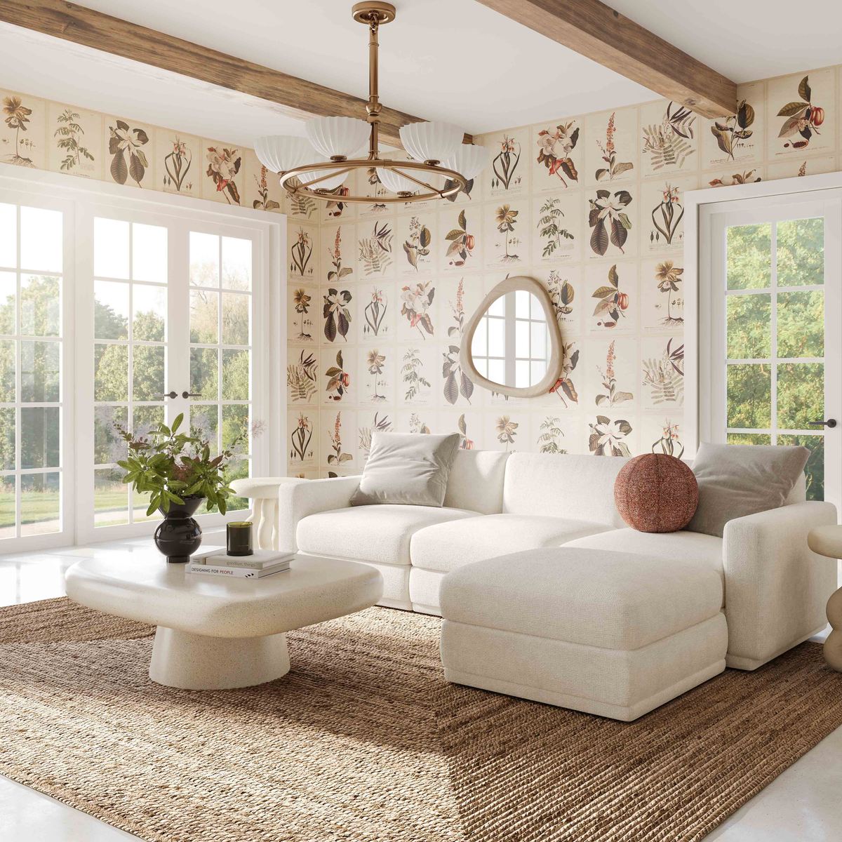 Perry Cream Chenille Modular Sectional - Image 2