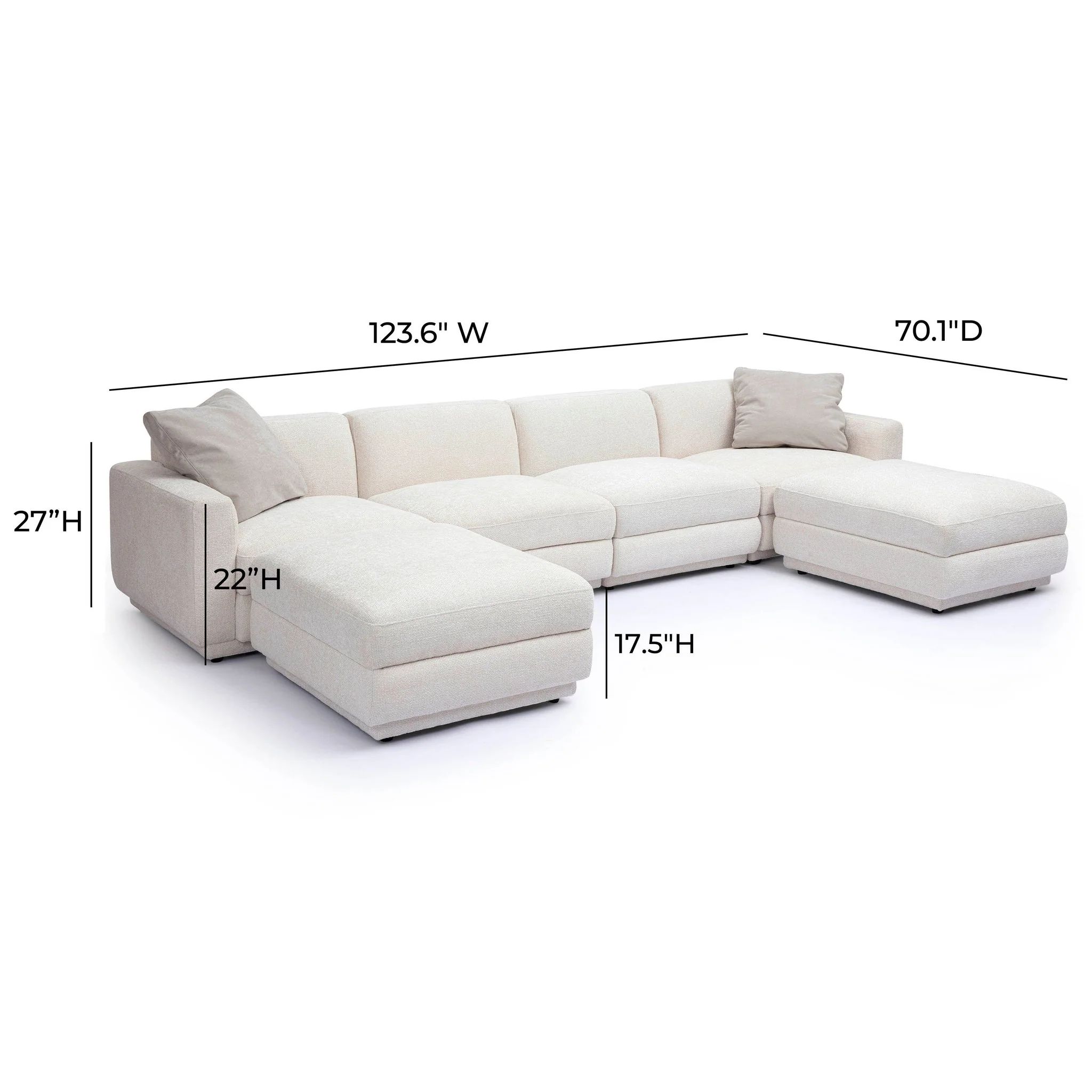 Perry Cream Chenille Modular U-Sectional - Image 6