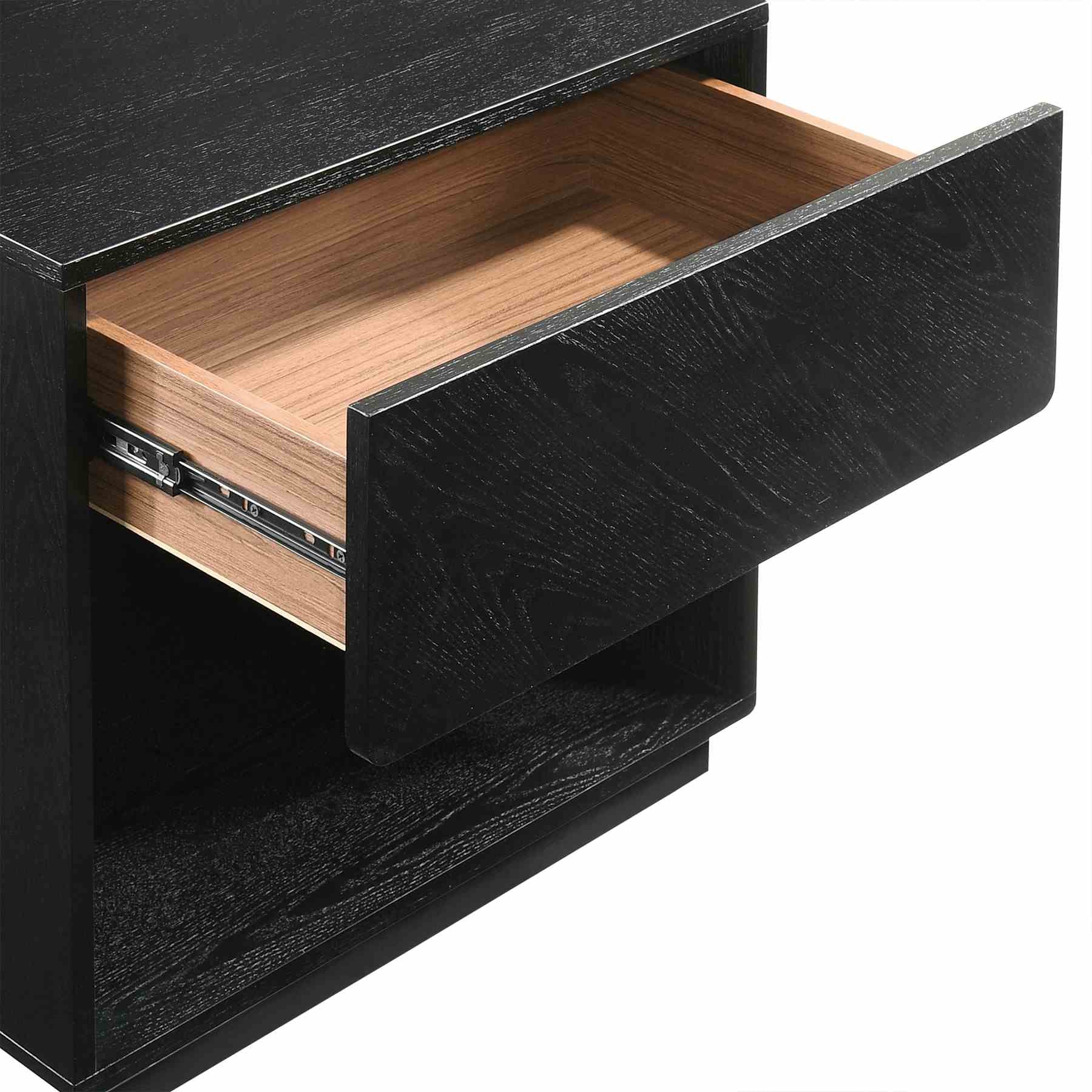Petra 1 Drawer Wood Nightstand in Black Finish - Image 9