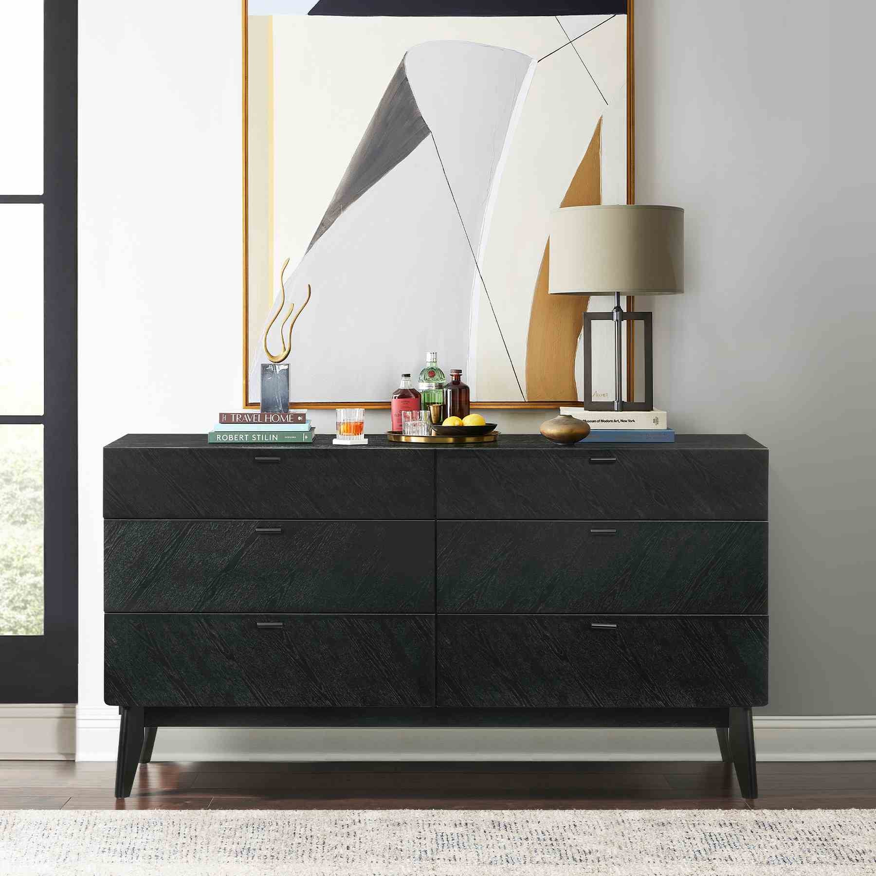 Petra 6 Drawer Wood Dresser in Black Finish - Image 11