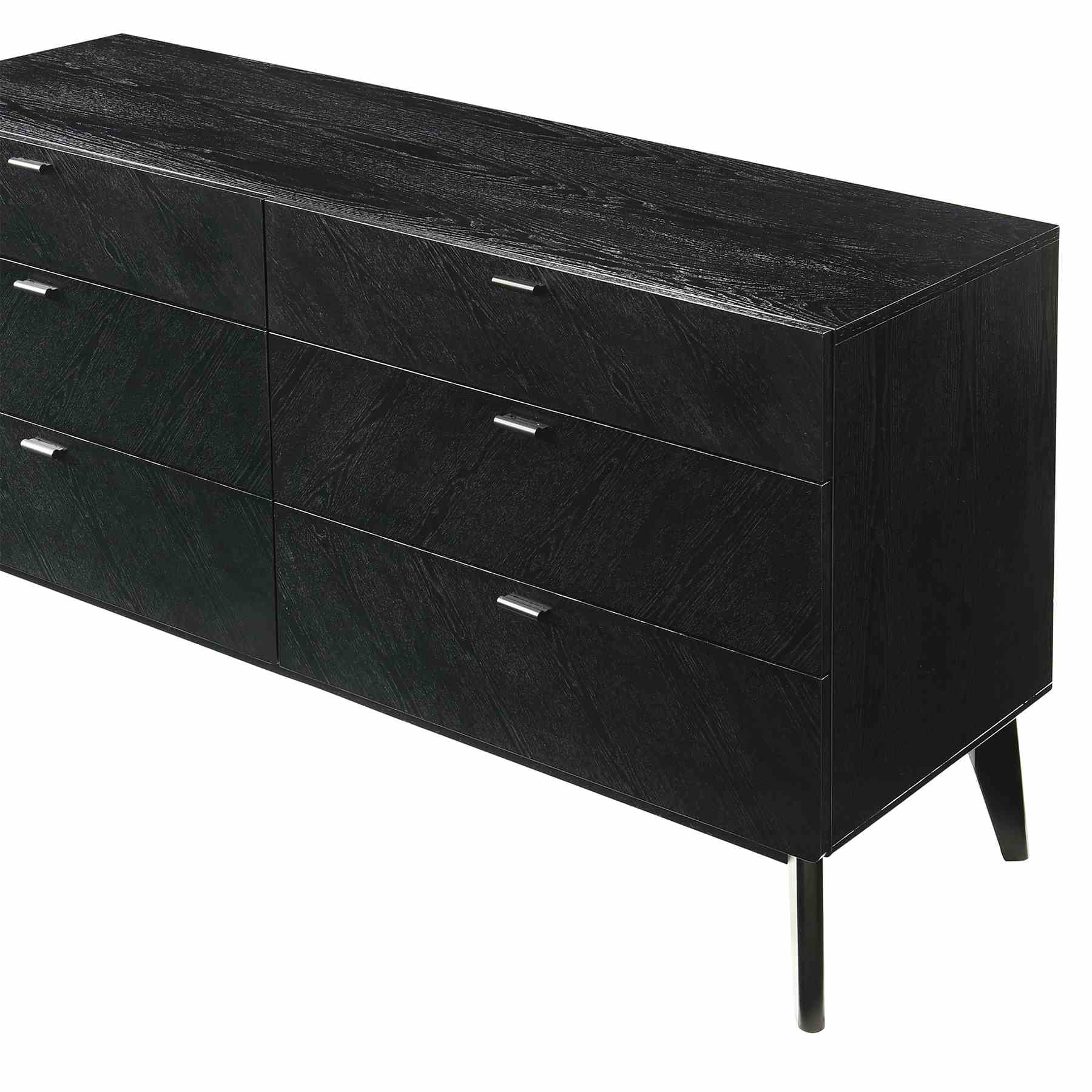 Petra 6 Drawer Wood Dresser in Black Finish - Image 7