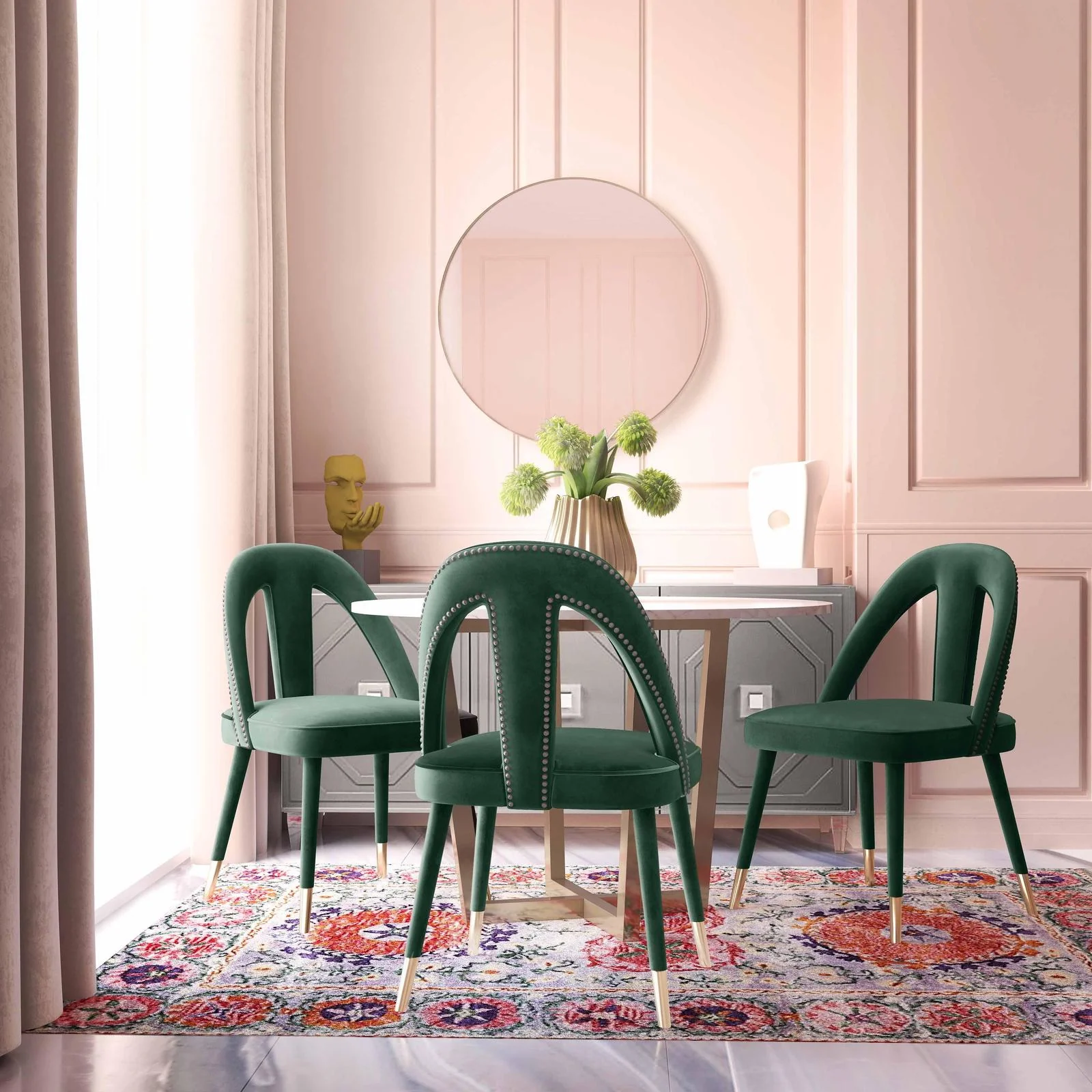 Petra Forest Green Velvet Side Chair - Image 2
