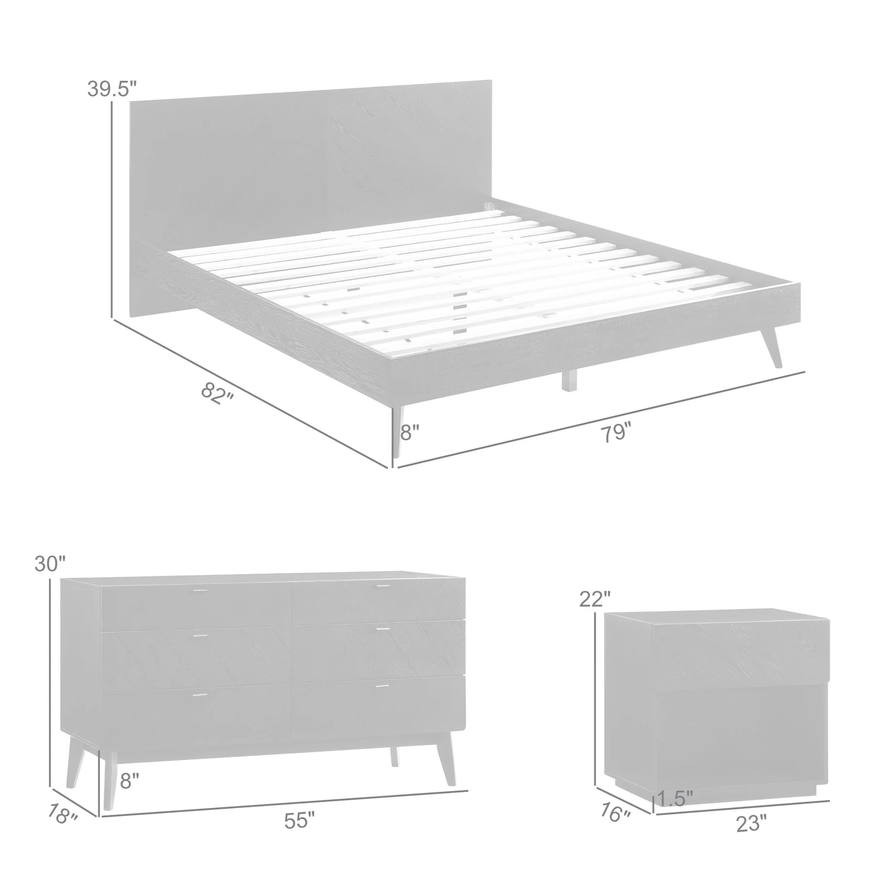 Petra King 4 Piece Wood Bedroom Set in Black Finish - Image 10