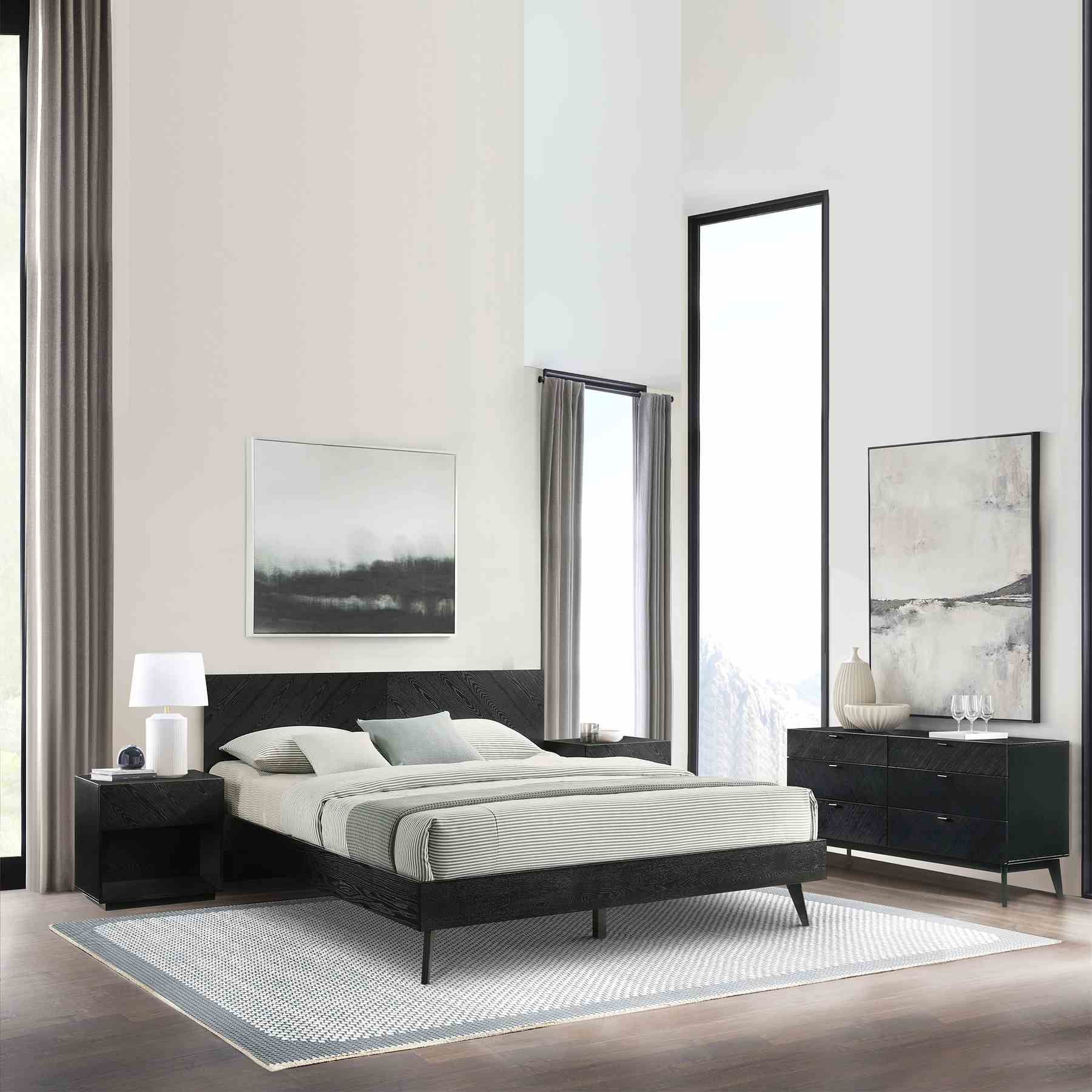 Petra King 4 Piece Wood Bedroom Set in Black Finish - Image 11