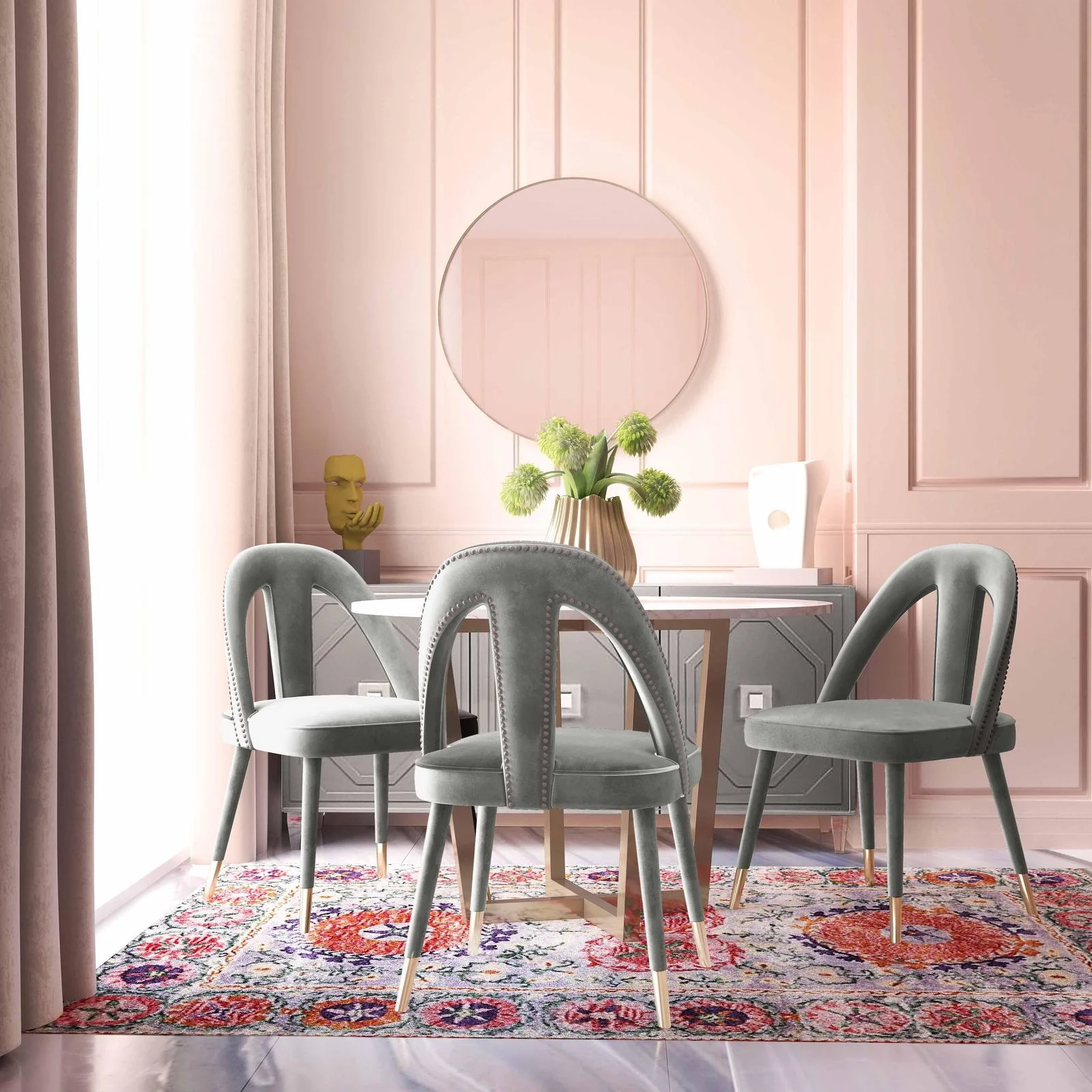 Petra Light Grey Velvet Side Chair - Image 2