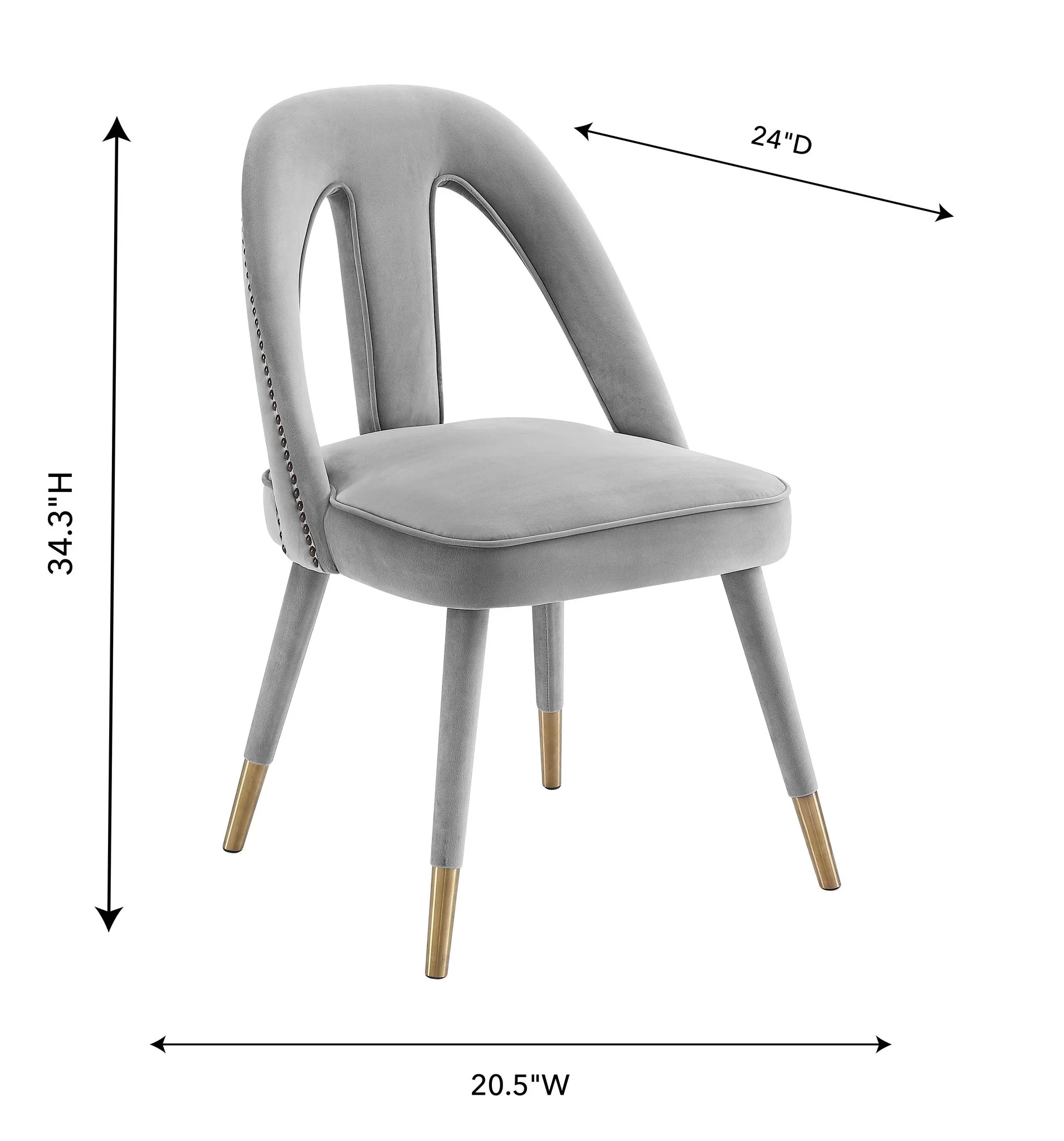 Petra Light Grey Velvet Side Chair - Image 7